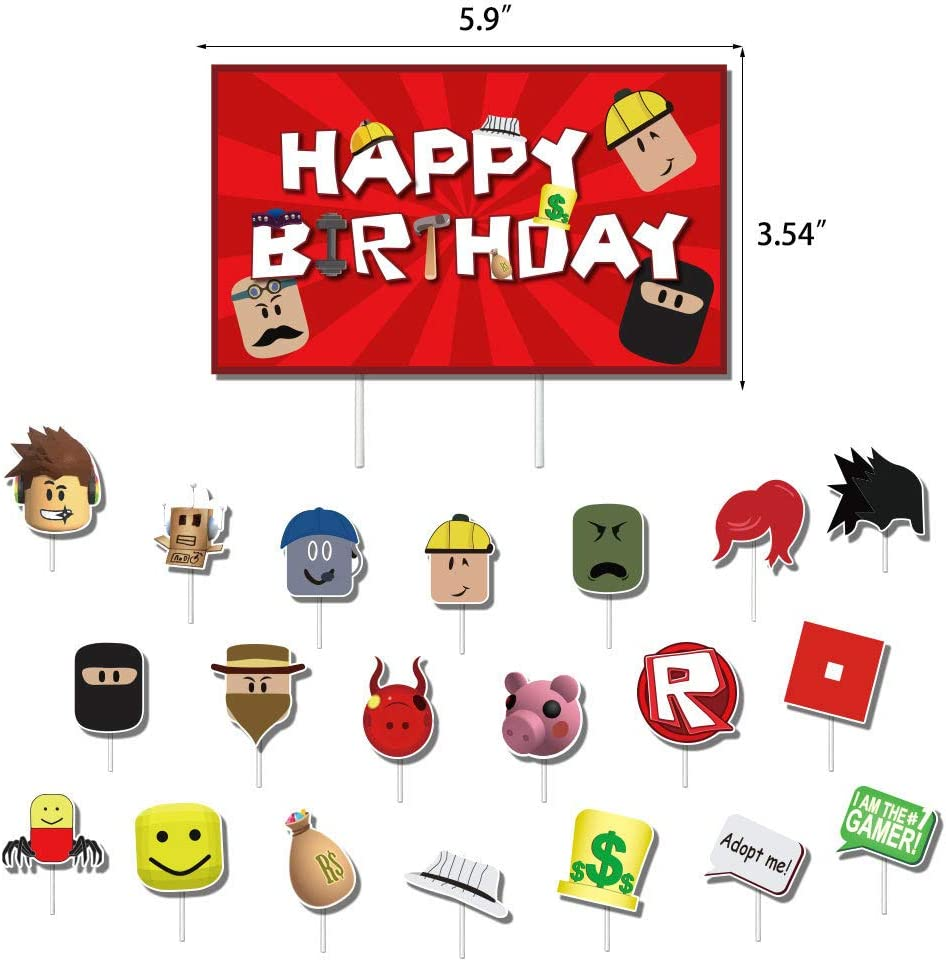 Roblox Birthday Party Supplies, Ro-Blox Theme Party Decorations Set, Include Balloons, Happy Birthday Banner, Cake Topper, Roblox Virtual World Party Decorations for Boys Birthday image number 6