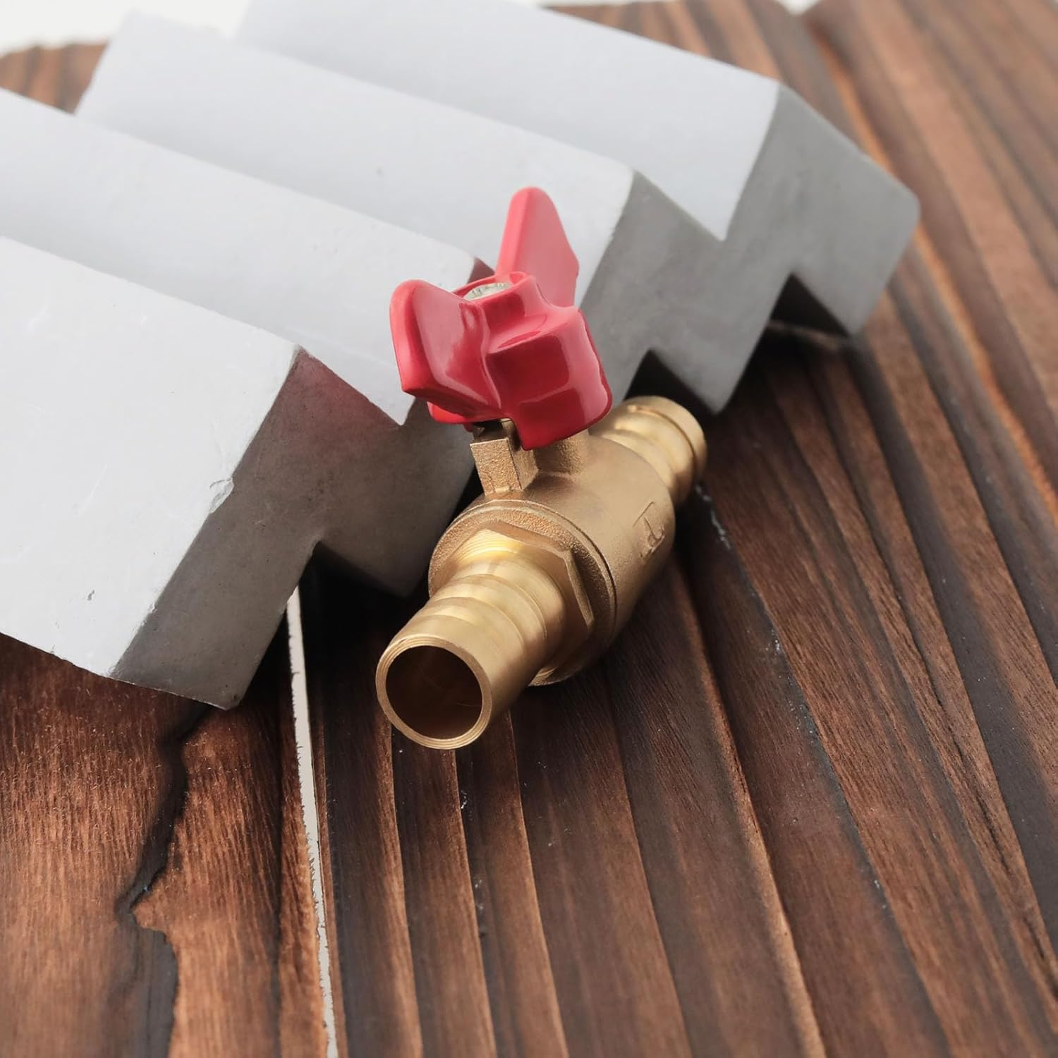 VGOL 2Pcs 1/2" Brass Pex Ball Valve Shut off Valve with Red Handle for 1/2" Pex Tubing Hot Cold Water image number 2