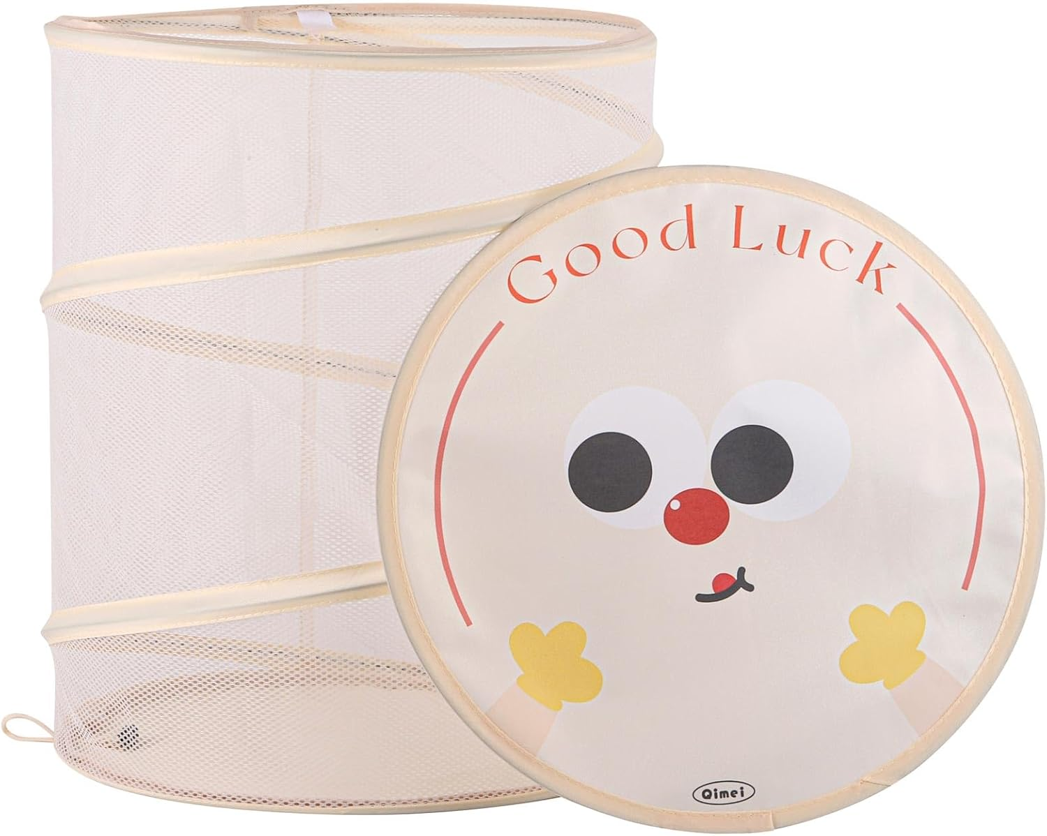 BTYMS Kids Pop-Up Laundry Basket with Lid - Collapsible Laundry Hamper, Breathable Mesh Storage for Baby Clothes & Girls Toys, Space-Saving Nursery Organizer (36&times;36&times;38Cm)