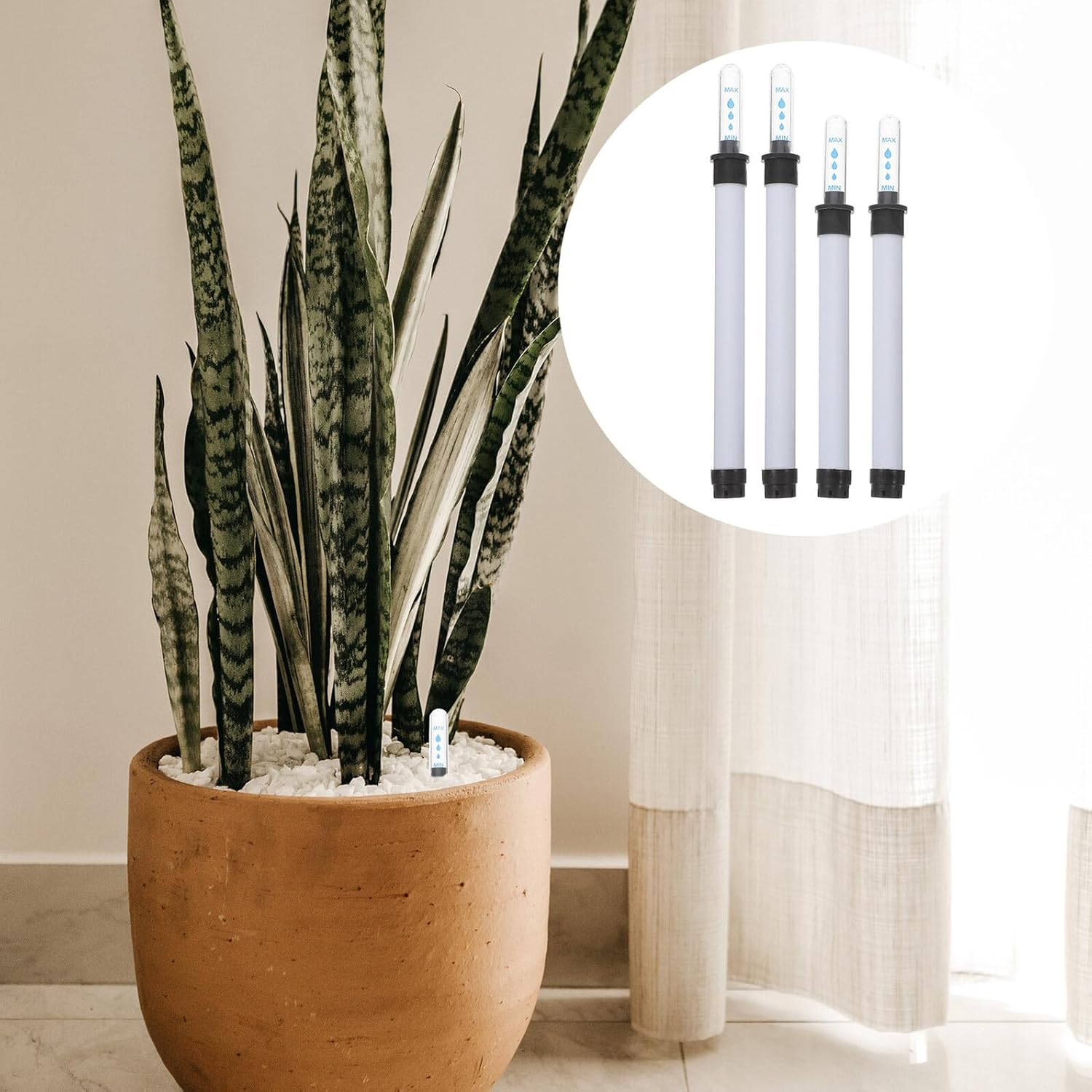 4Pcs Flowerpot Water Level Gauge with Buoy Water Shortage Reminder Plant Moisture Indicator for Indoor and Outdoor Gardening image number 1