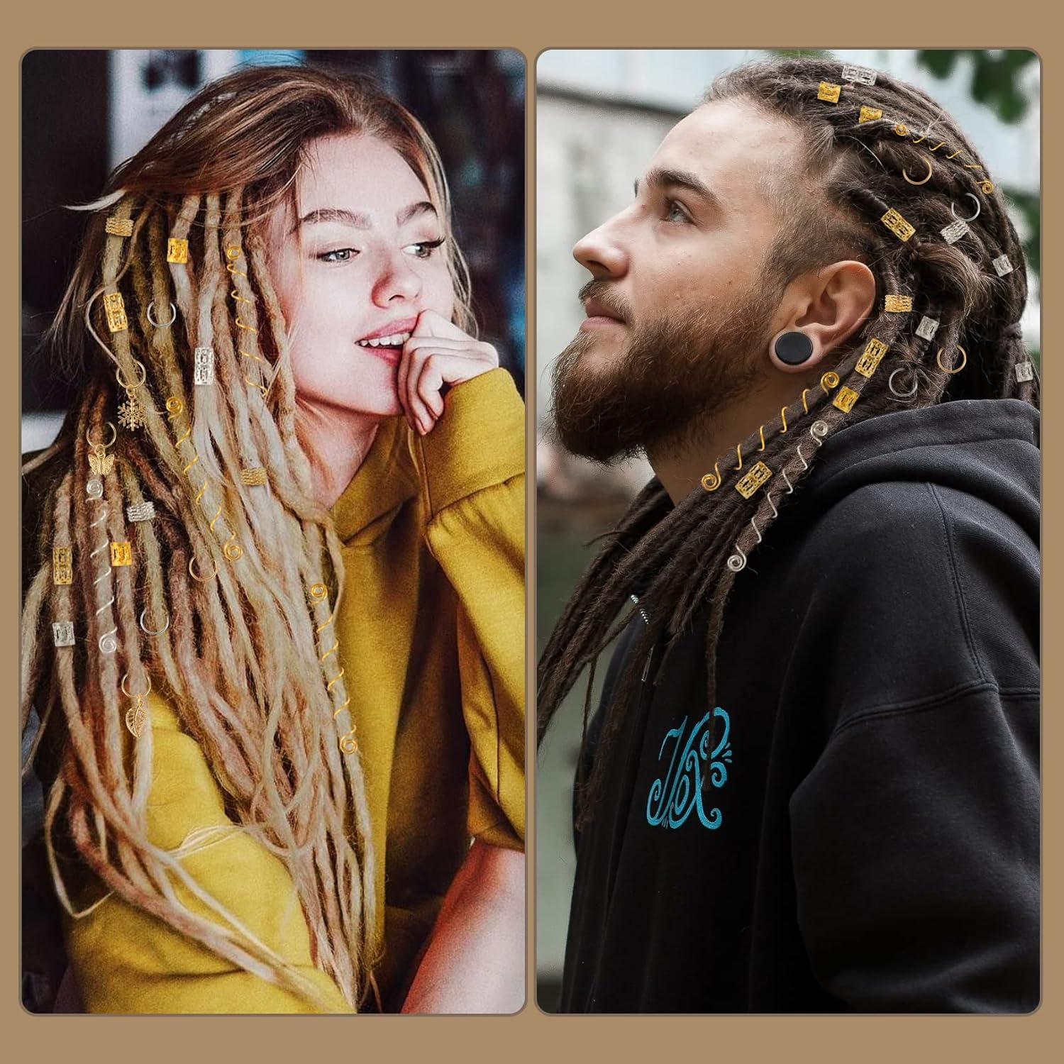 Pack of 180 Dreadlocks Jewellery Hair Rings for Braids Gold Silver Adjustable Metal Braids Jewellery Hair Beads Viking Hair Accessories with Storage Box for Braids Decoration and Hair Extensions image number 5