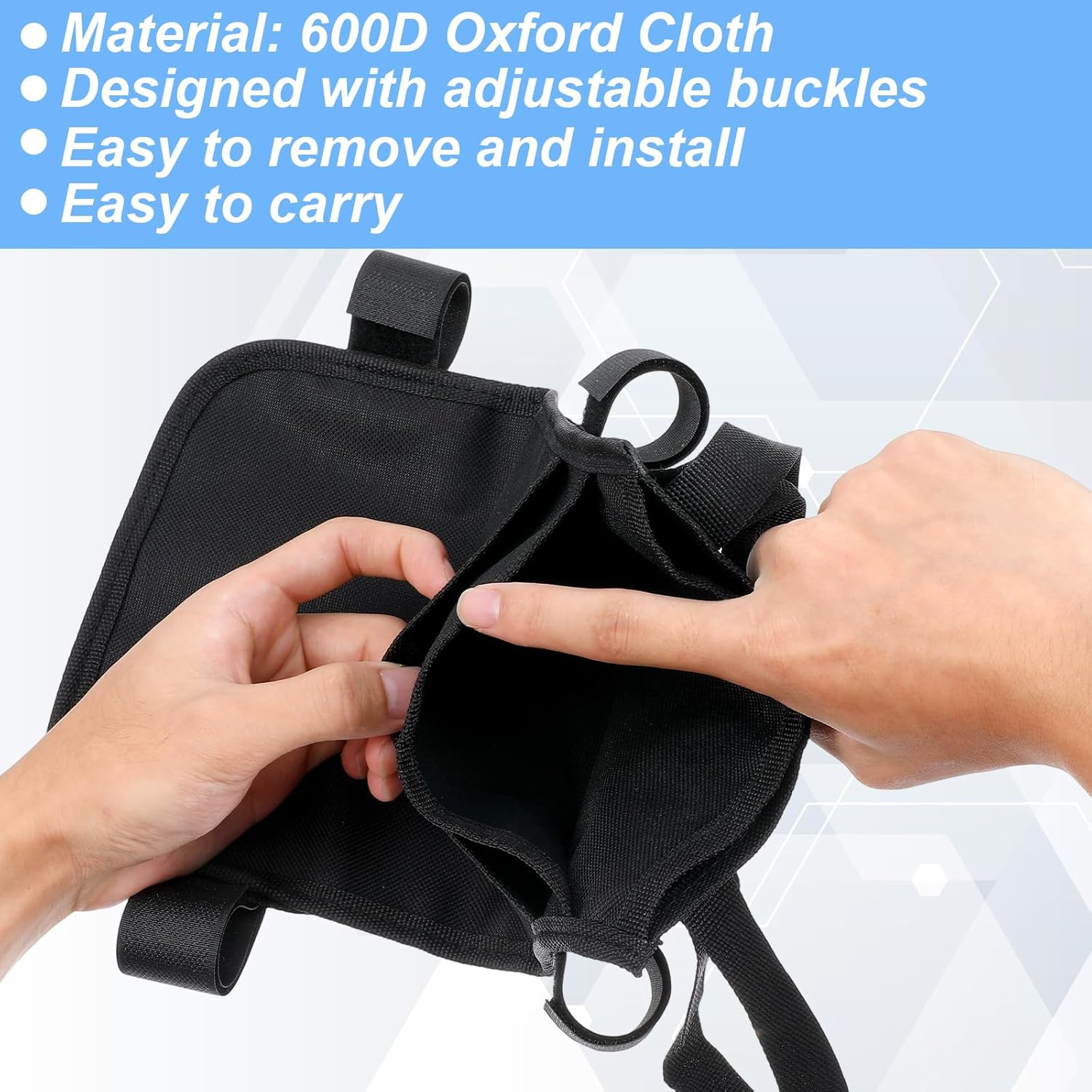Crutch Bag, Portable Crutch Storage Organizer with 2 Pockets Lightweight Crutch Accessories Storage Pouch for Underarm Crutches Phone Wallets Keys Water Bottle Lipstick Glasses image number 2