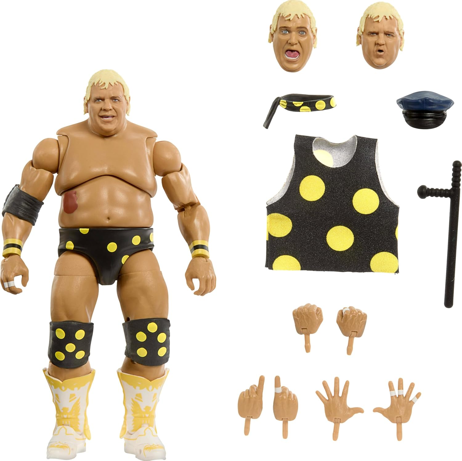 Mattel WWE Legends Ultimate Edition Dusty Rhodes Action Figure & Accessories with Swappable Heads & Hands, 6-Inch Collectible Set image number 5