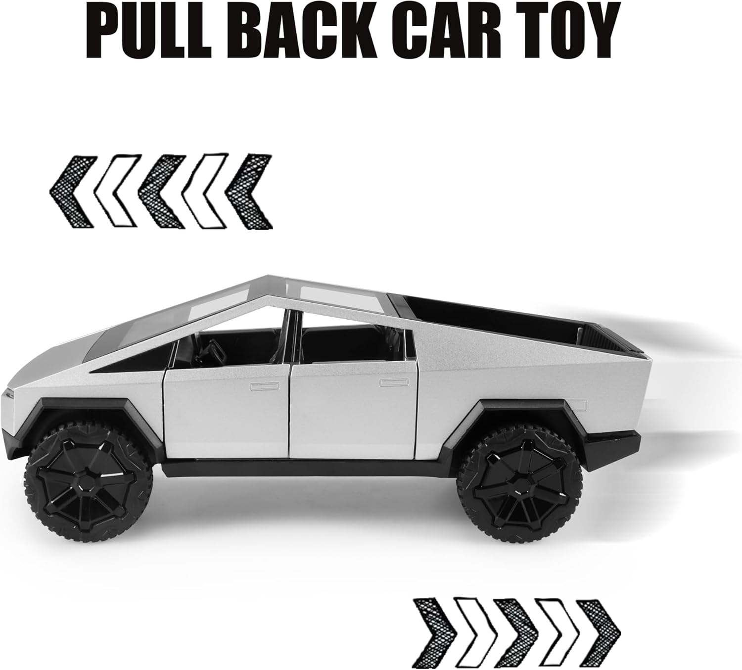 Toy Trucks Cybertruck with Trailer RV Cyberquad Car Toy 1:32 Cyber Toy Trucks Sliver Cybertruck Metal Diecast with Lights Sounds Effects, Fun Toy Cars Great Gifts Idea image number 5