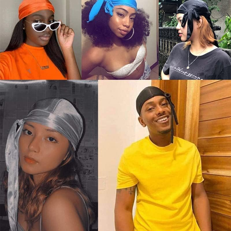 AIMALL Velvet Durag Silky Hat Cap Men Women Premium Designer Doo Rag Wave Silk Headwear-Silky Wave Cap with Premium Comfort - Purple image number 4