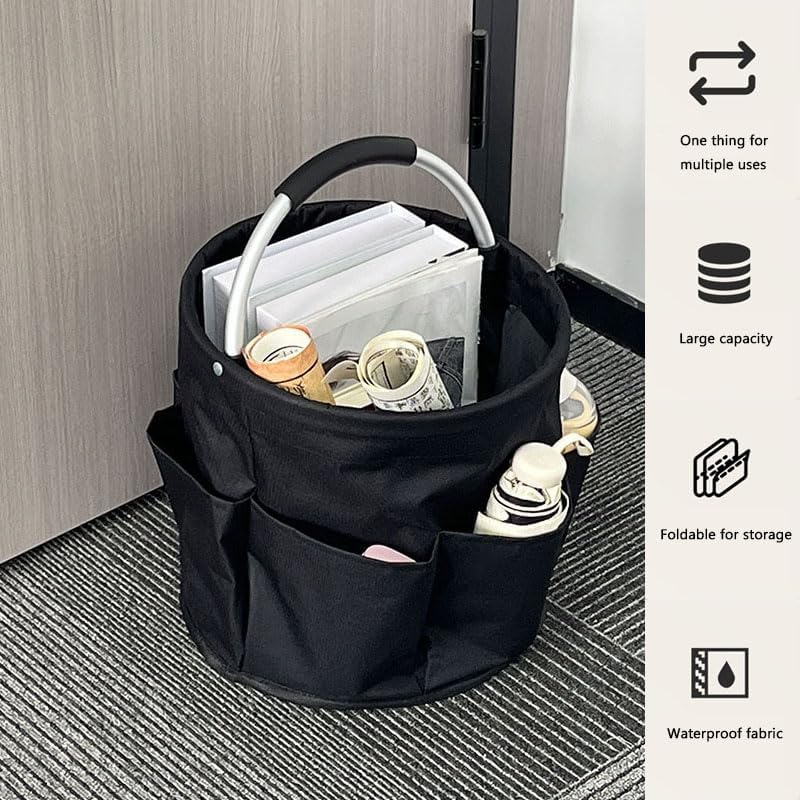 WADY 17L Cleaning Caddy with Handle - Large Capacity Multi-Pocket Organizer Bucket, Foldable Portable Storage Basket for Home & Garden Cleaning Supplies image number 2