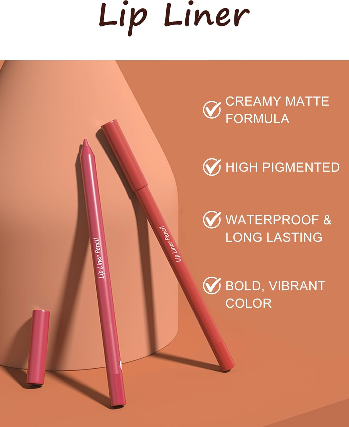 Jutqut 2 X Matte Lip Liner with Sharpener, Waterproof & Long-Lasting Lip Liner Pencil, Smudge-Proof Lip Liner, Soft Texture Lip Liner Pencil, Precise Application & Contouring - 13 image number 2