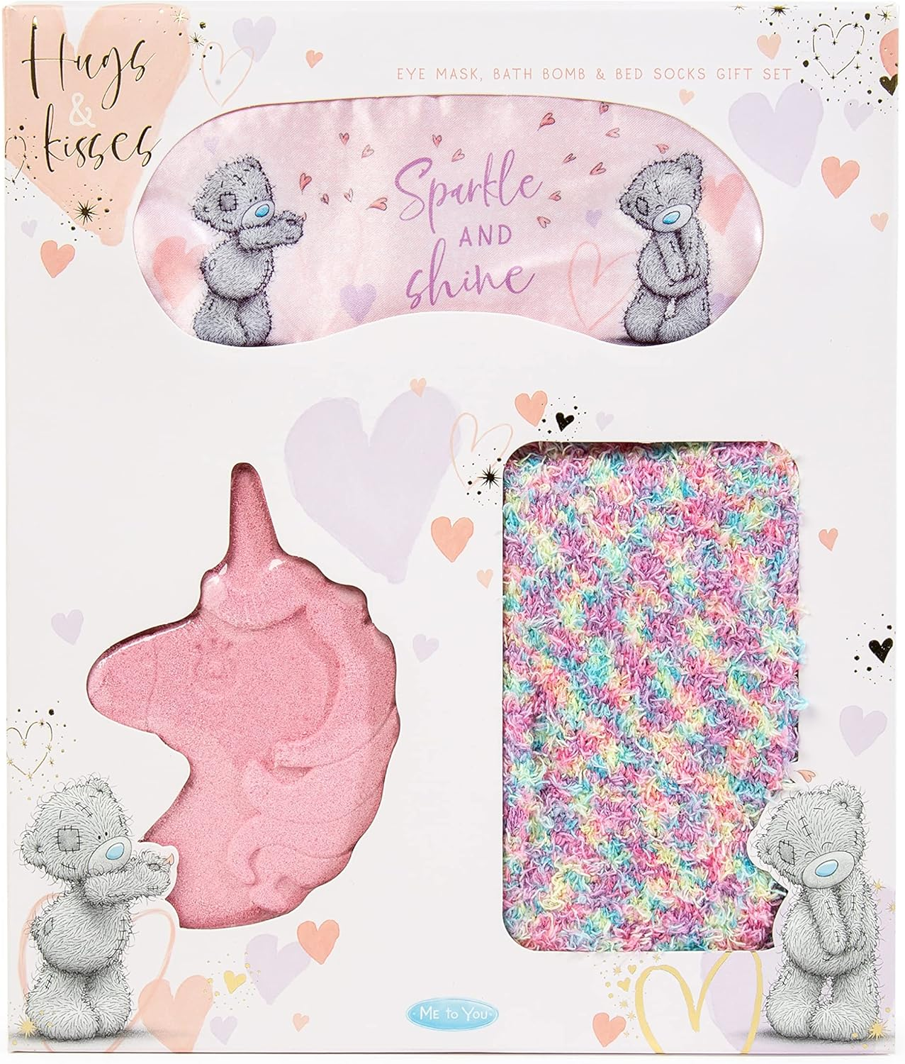 Hugs and Kisses Bath Bomb Socks and Eye Mask Set image number 4