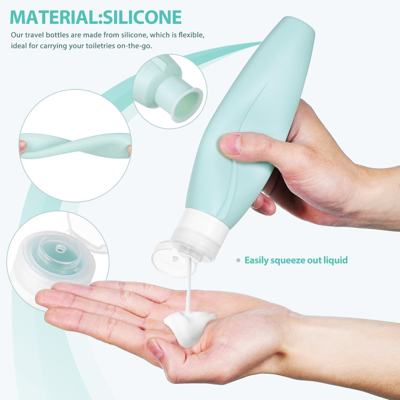 Iplusmile Travel Toiletry Bottles Set 150Ml Silicone Refillable Squeeze Bottles for Lotion Shampoo image number 5