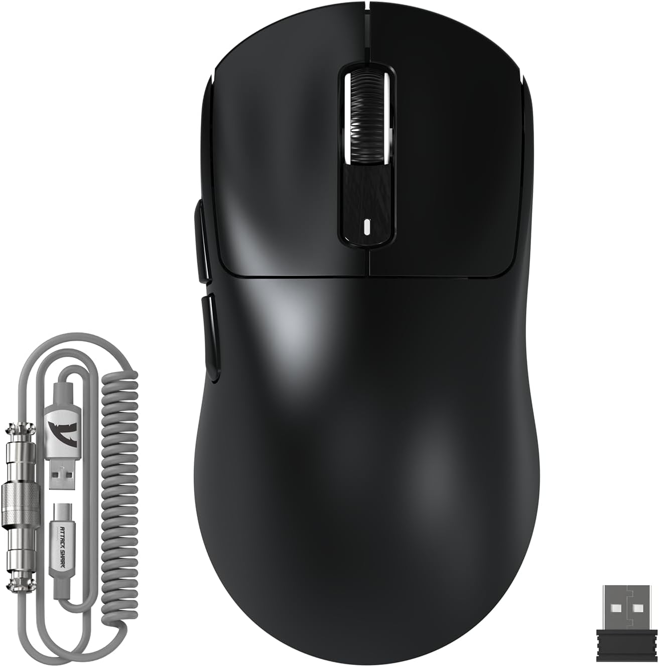 ATTACK SHARK X3MAX Wireless Gaming Mouse,Pixart PAW3950 Gaming Sensor,Up to 42K DPI,100 Million Micro,49G Lightweight Tri-Mode(Bt5.2/2.4Ghz/Wired) Mice with Coiled Cable-White