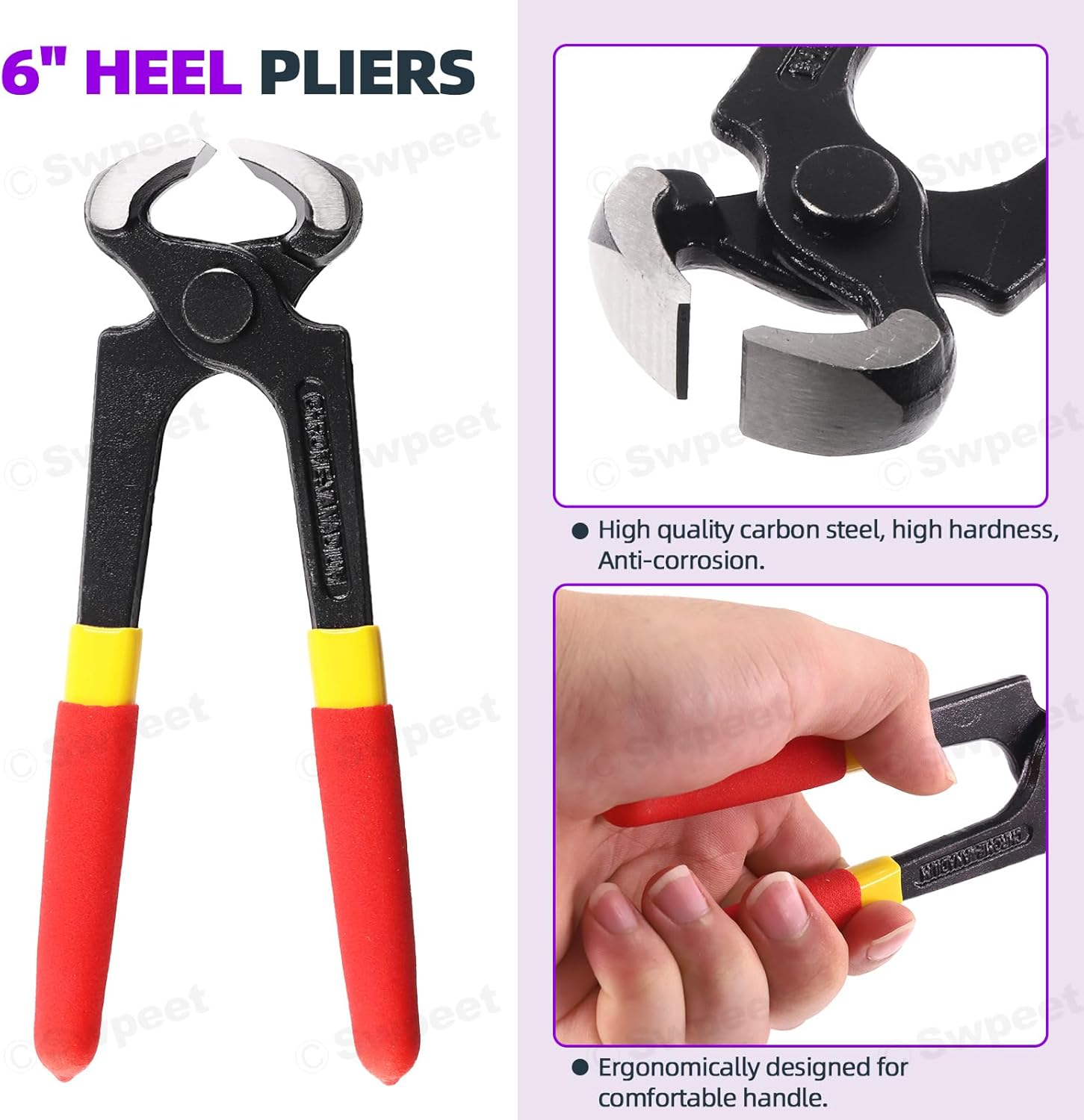 Swpeet 30 Pairs 8X8Mm 9X9Mm 10X10Mm 11X11Mm 12X12Mm Women'S High Heel Shoes Replacement Tips Pin, Women'S High Heel Repair Tool Kits 2 Different Pins Diamete with 6" Heel Pliers for Repairing Shoes image number 1