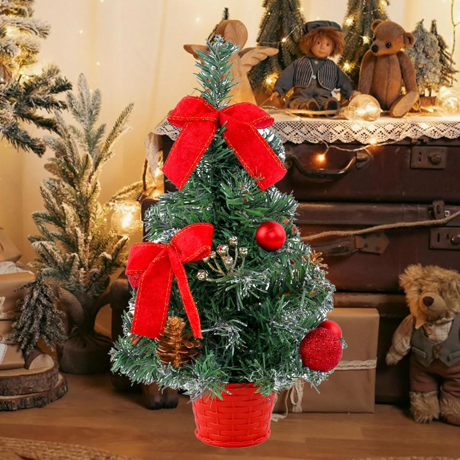 Tabletop Christmas Tree, Home Artificial Pine Tree for Table, Table Small Christmas Tree with Christmas Ornaments for Window, Door, Shelf image number 1