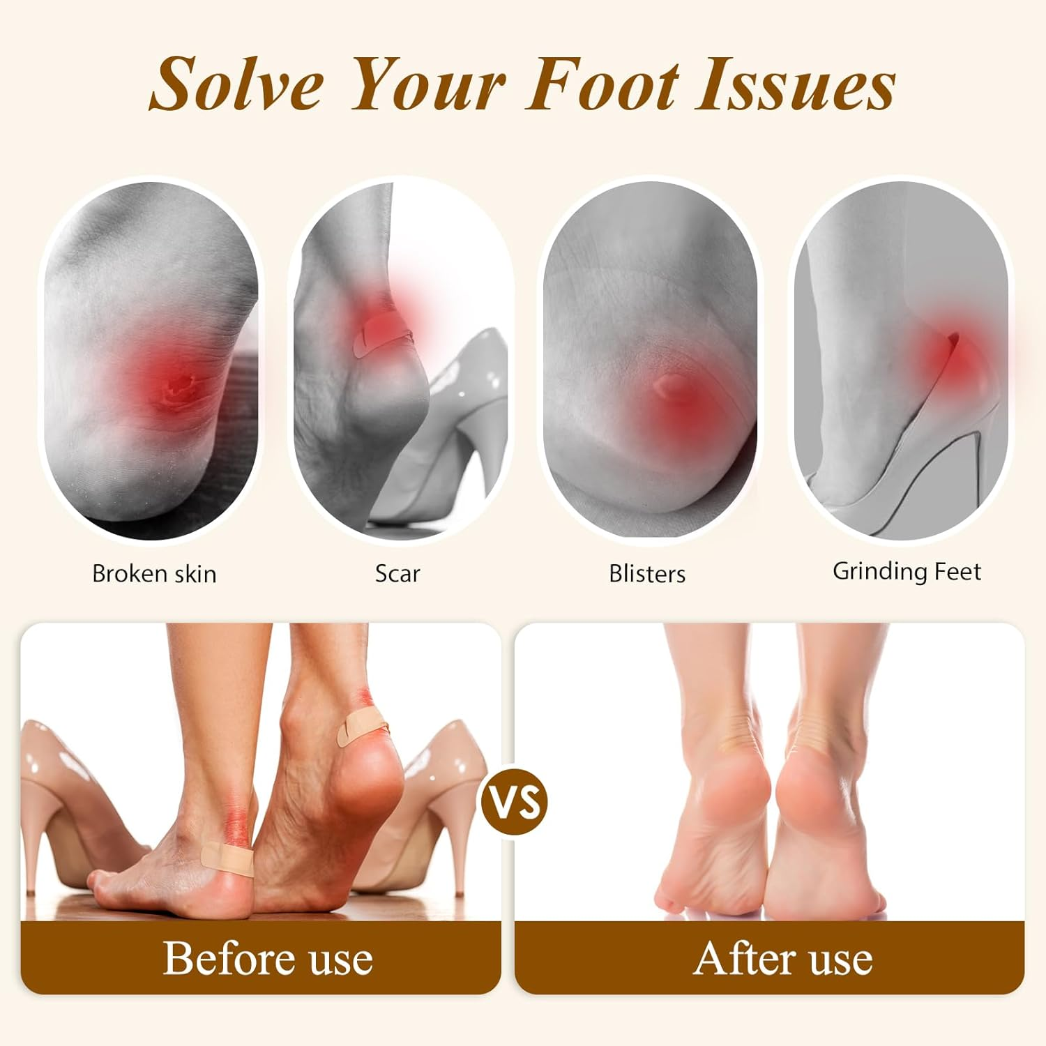 Essencenest Heel Cushion Pads, Leather Grips Inserts for Shoes Too Big, Adhesive Pads for Men/Women, Anti-Slip Heel Liners to Relieve Blisters & Pain in Loose Shoes (6 Pair) image number 6