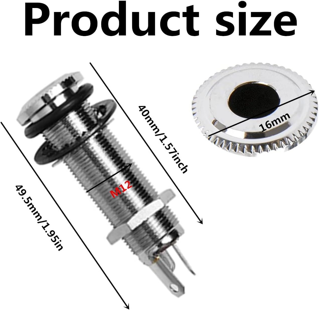 Coehaopikejack, Output Jack Input Plug Sockets Electric Guitar Bass, with 3 Pins 1/4 Inch Barrel Jack Input/Output Mono Guitar Parts & Accessories, Silver (Black)