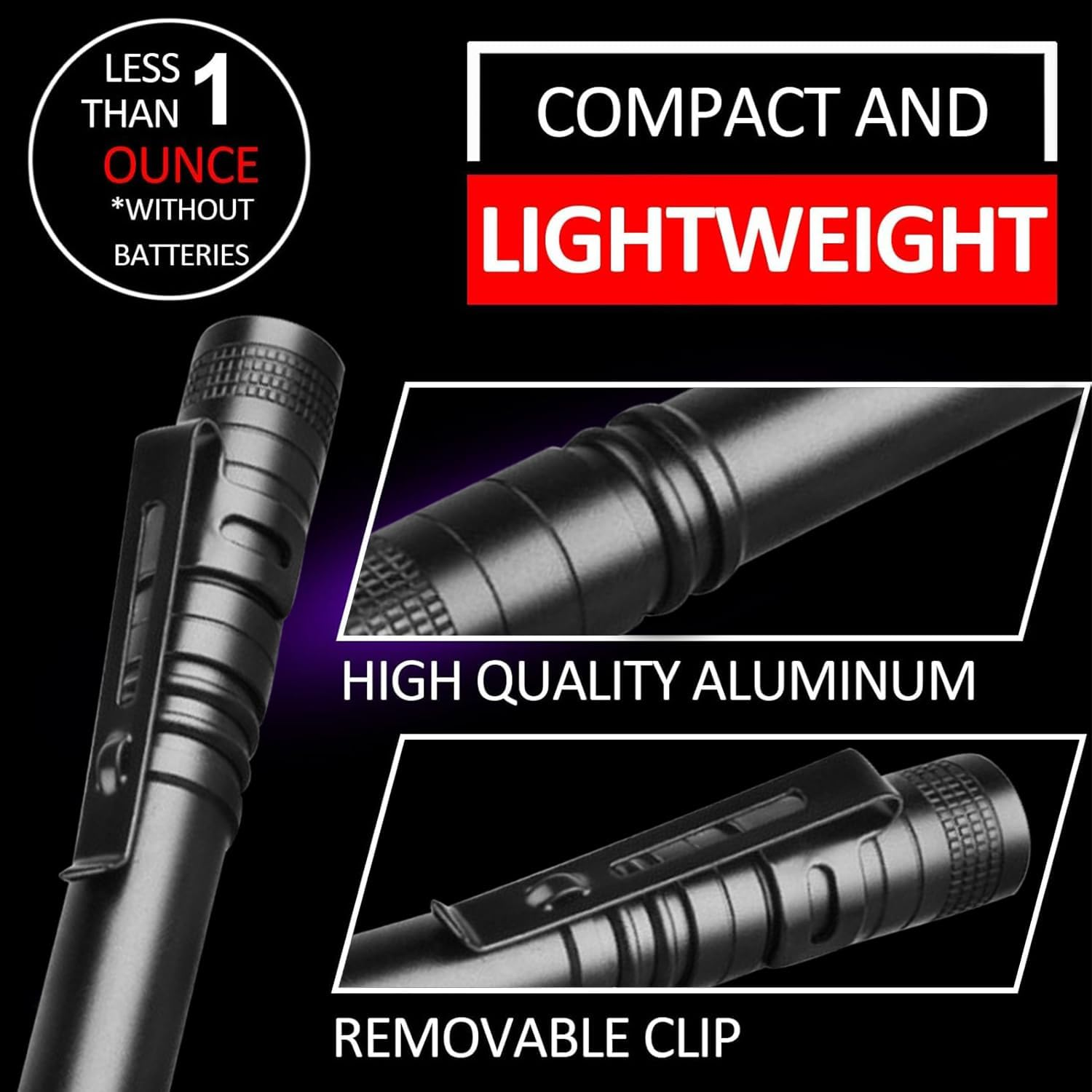 HYVCZP 2 Pack UV Blacklight Flashlights, Mini 395Nm Blacklight Flashlights, Handheld Pen Lights with Clip Detector for Leak, Pet Urine, Hotel Inspection, Dry Stain and Dye Detector, 5.2 Inch Long image number 3