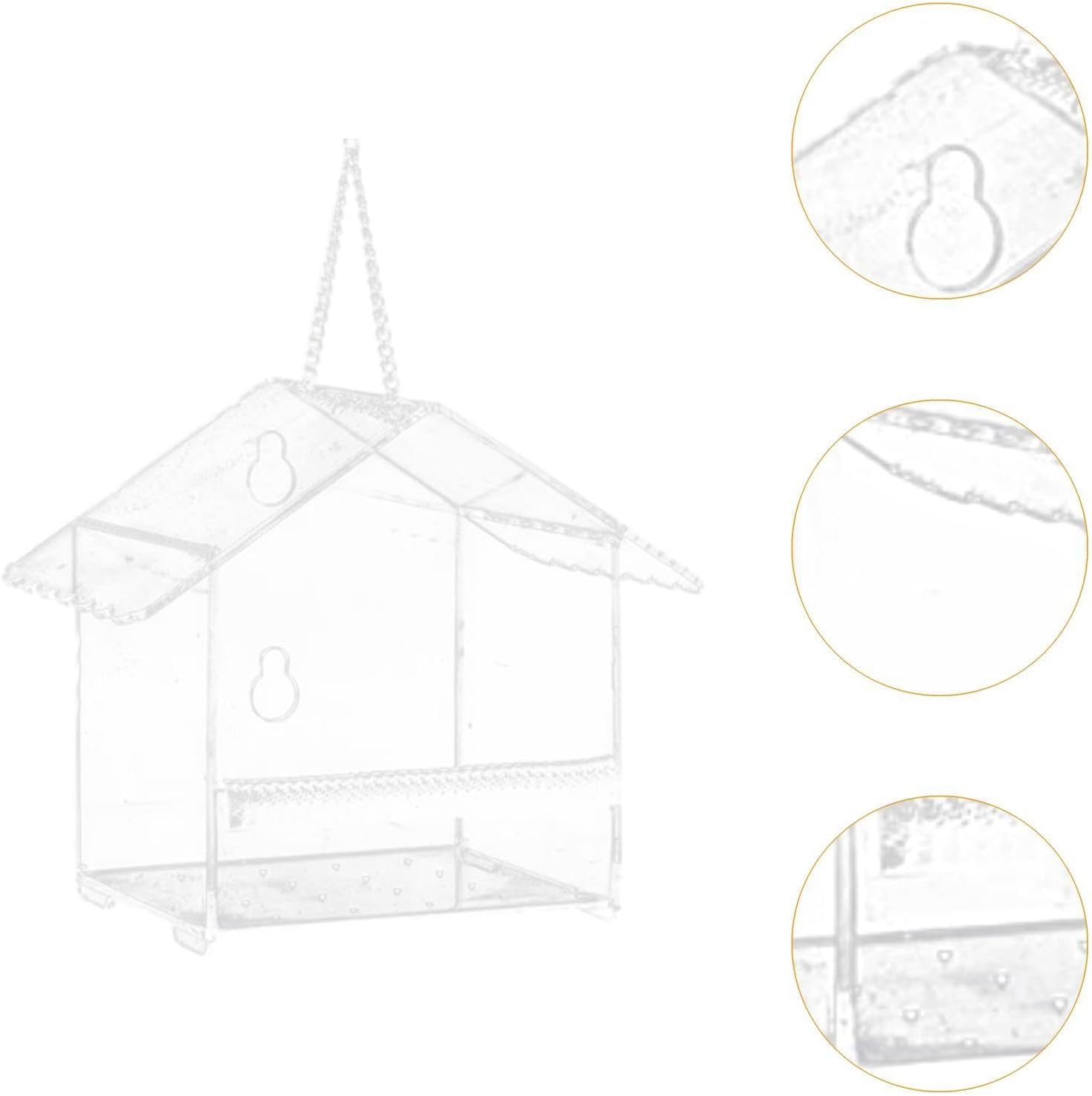 Folpus Window Bird Feeder Acrylic Clear Bird House 6.3X4.33X5.12Inch Garden Decor outside Hanging Birdfeeder for Outdoor Viewing image number 2
