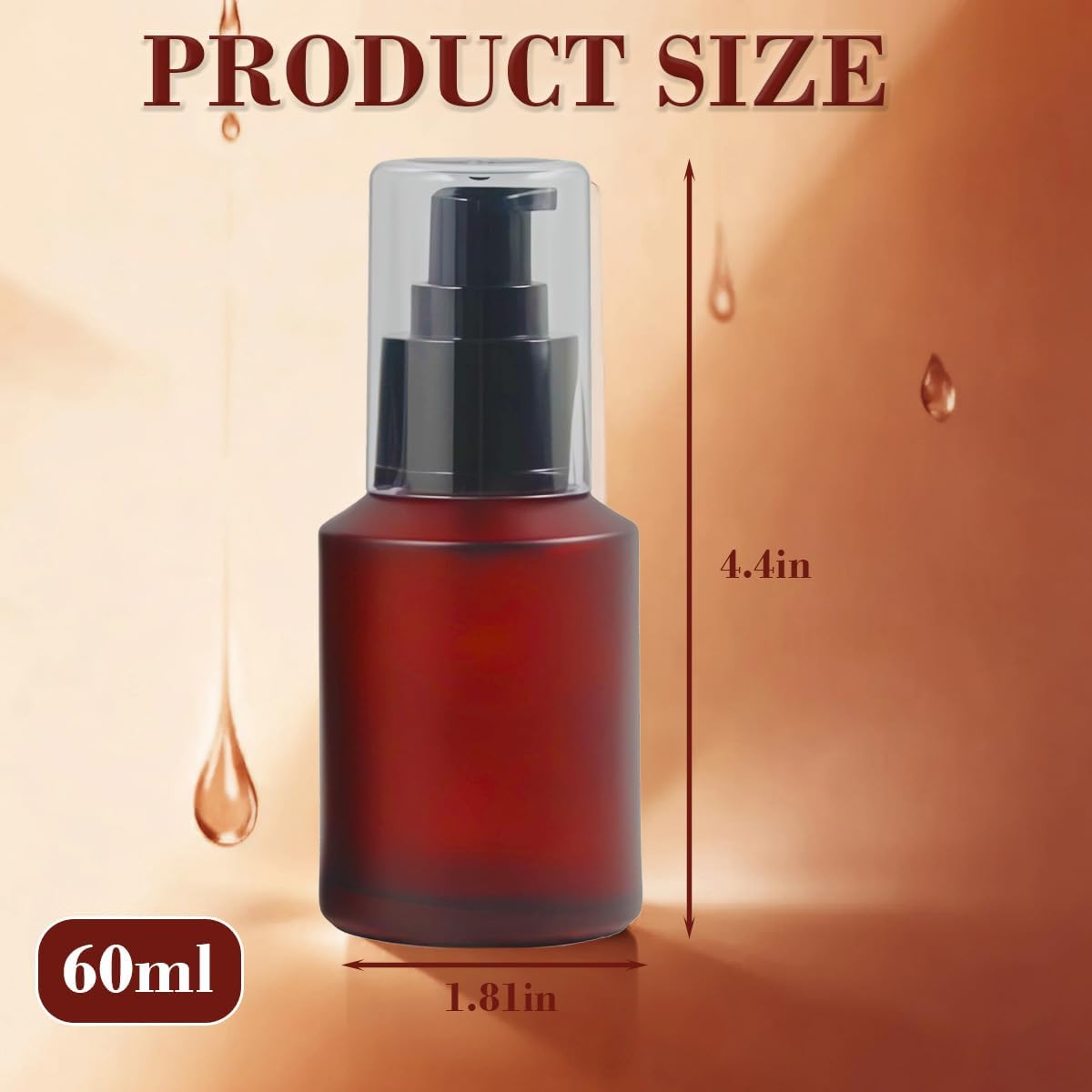 1PCS 60Ml/2Oz Empty Refill Frosted Rose Red Glass Cream Lotion Pump Bottle Cosmetic Makeup Emulsion Toiletries Liquid Storage Holder Travel Packing Container with Clear Dust Cap (60Ml Rose Red) image number 1