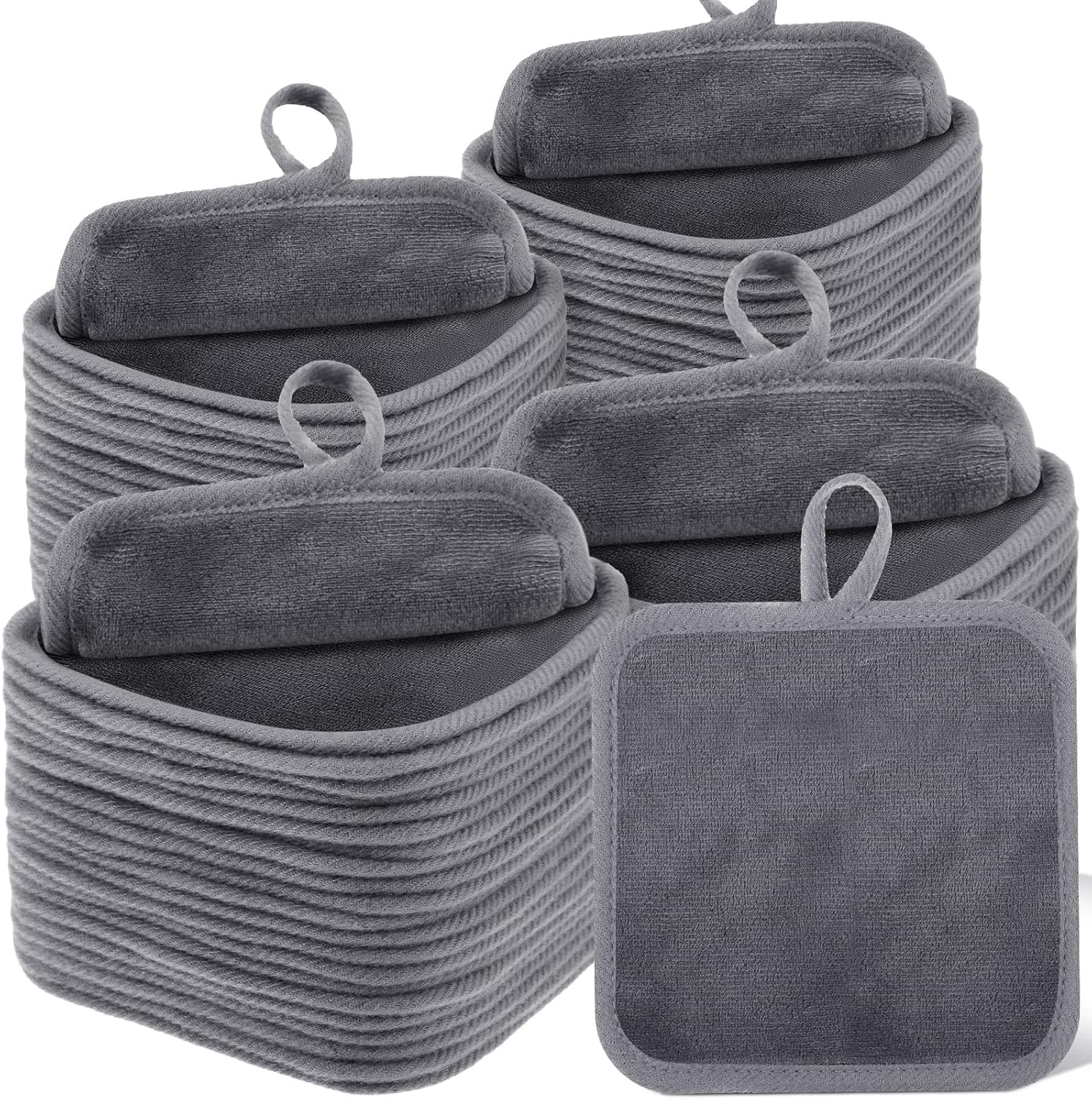 32 Pcs Makeup Remover Pads 5 X 5 Inch Soft Reusable Cloths for Eye Face Cloth Microfiber Washable Makeup Remover Towel Removal Cleaning Cloth for Women(Gray)
