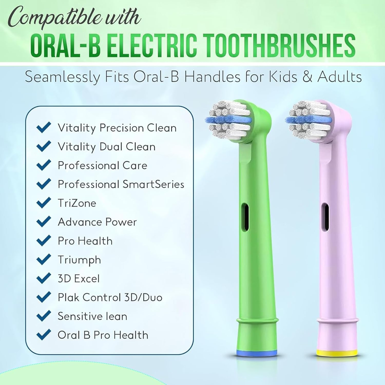 Kids Toothbrush Heads Compatible Oral B Kids Toothbrush Head Replacement Bursh Heads - Extra Soft Bristle for Pro 100 Pro 300 Pro 800 - Deep Clean - 4 image number 2