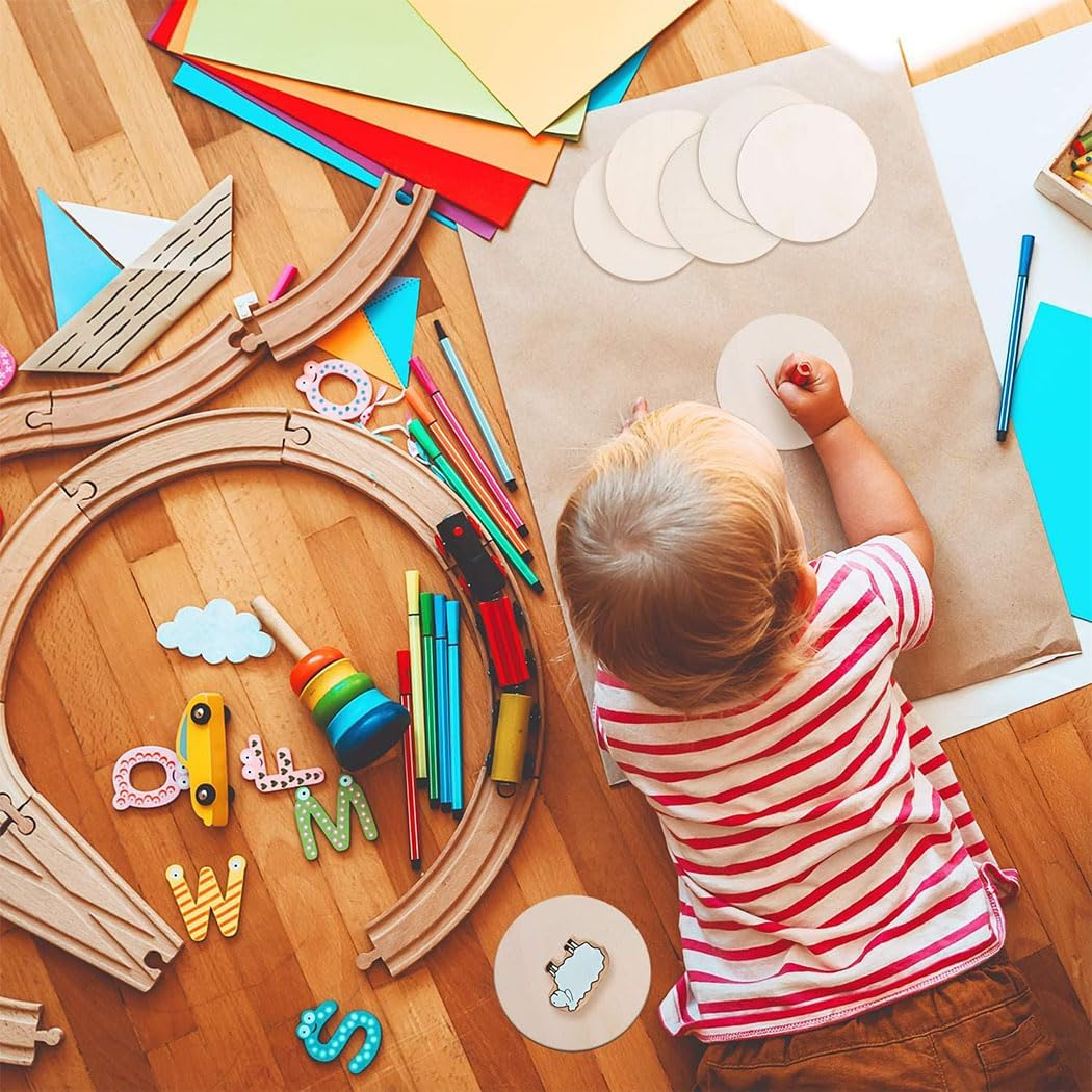 Aufondof 30 Pcs Wood Rounds Discs for Crafts 4 Inch Unfinished Wood Crafts Wood Blanks Circles for Crafts Wooden Discs for DIY Christmas Home Decor Painting and DIY Home Decor image number 6