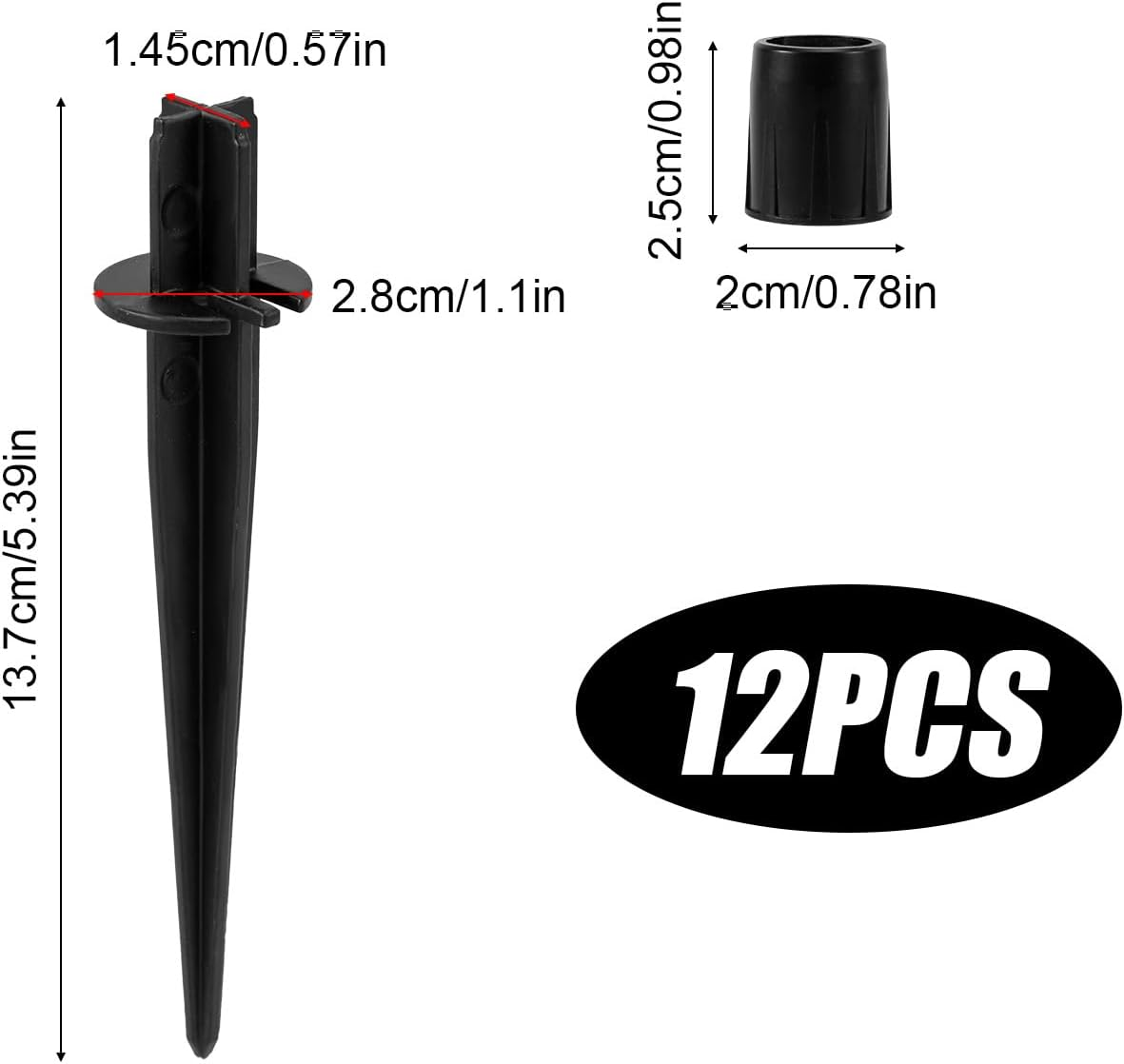 12Pcs Solar Light Replacement Stakes, 5.39X1.1In Metal Solar Lights Spikes with Nesting Covers Reliable Outdoor Ground Stakes Solar Light Parts for Garden Lights Landscape Yard Pathway image number 6