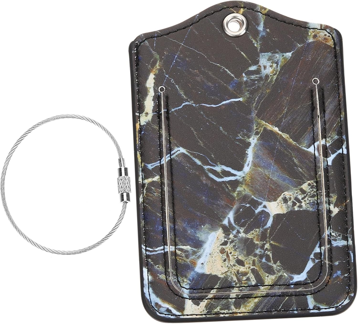 MUCKLILY Pu Leather Luggage Tag with Color Printing Travel Suitcase Boarding Tag Luggage Hanging Label for Suitcases Id Identifier for Travel Use