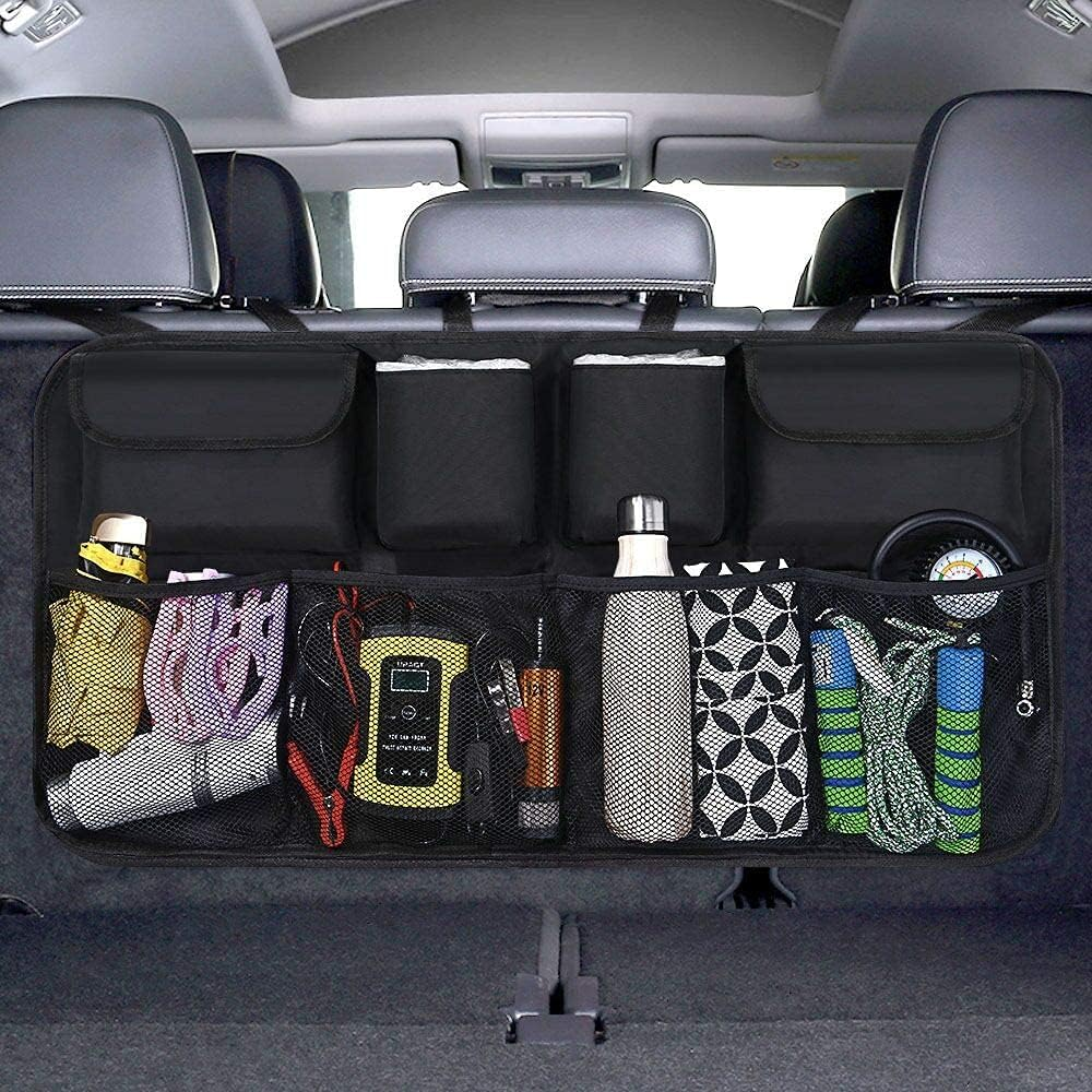 Car Boot Organiser Waterproof Kick Mats Car Organiser Seat Back Protectors, Multi-Pocket Children'S Travel Storage, Durable Foldable Cargo Net Storage for Car Backseat Cover image number 6