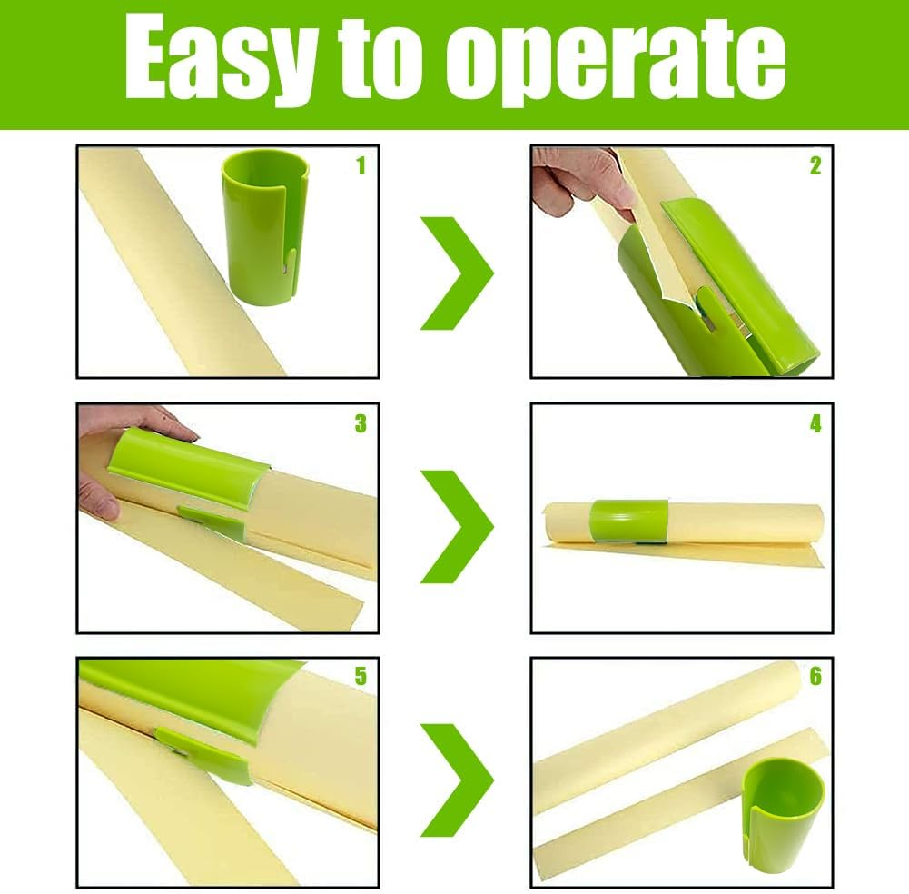 Geli 2 Pieces Green Portable Sliding Gift Wrapping Paper Roll Cutter Tool, Paper Cutter Makes Easy to Cut Thanksgiving Christmas Wall Sticker Decorations