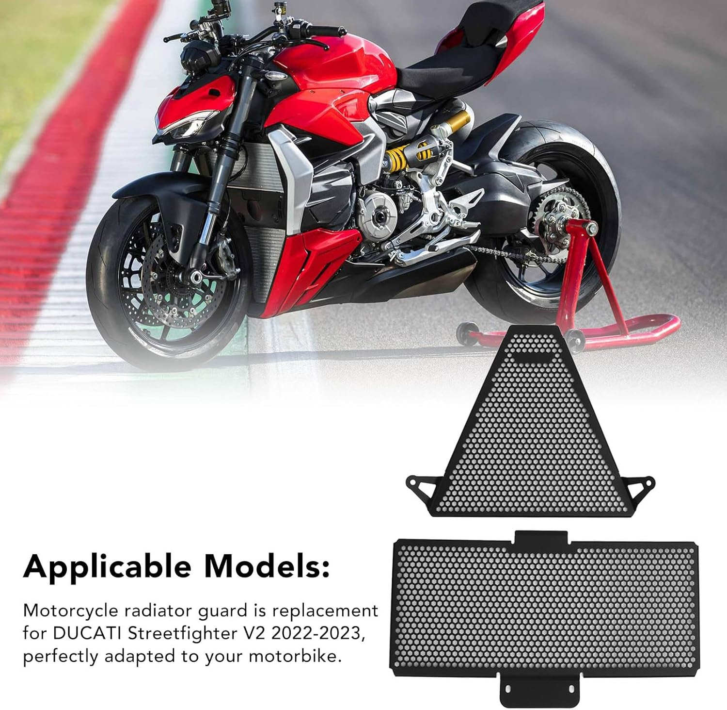 Motorcycle Radiator Grille Guard Protector Cover, for DUCATI Streetfighter V2 2022‑2023 Black Motorcycle Radiator Cover, anti High Performance, 2Pcs image number 5