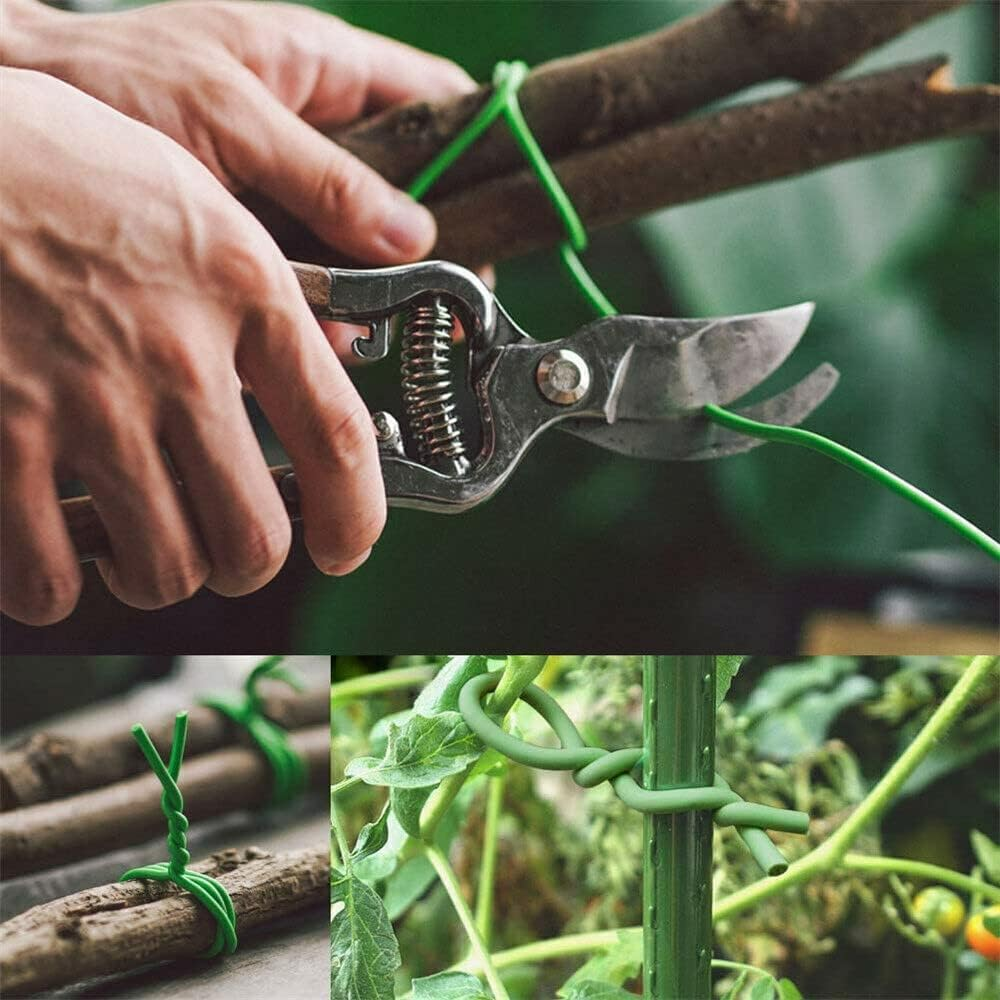 2X Reusable Durable Strong 4M Garden Soft Green Wire Twist Tie Plant Support image number 2