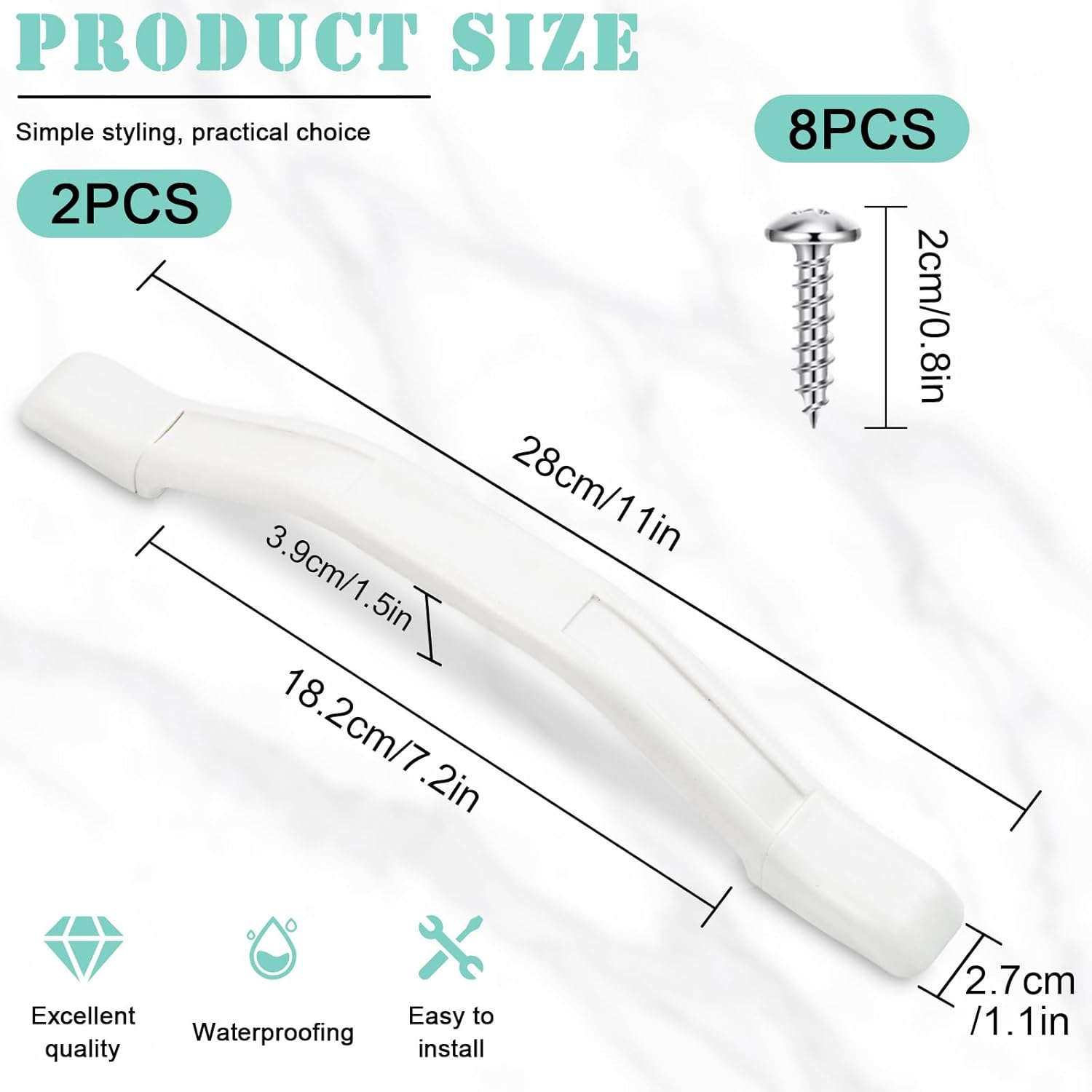 2 Pcs RV Camper Grab Handles, White Plastic with Screws for Door Entry Bar Assist, 11 Inch RV Door Handle for Travel Trailer, Motorhome, Trucks (White) image number 1