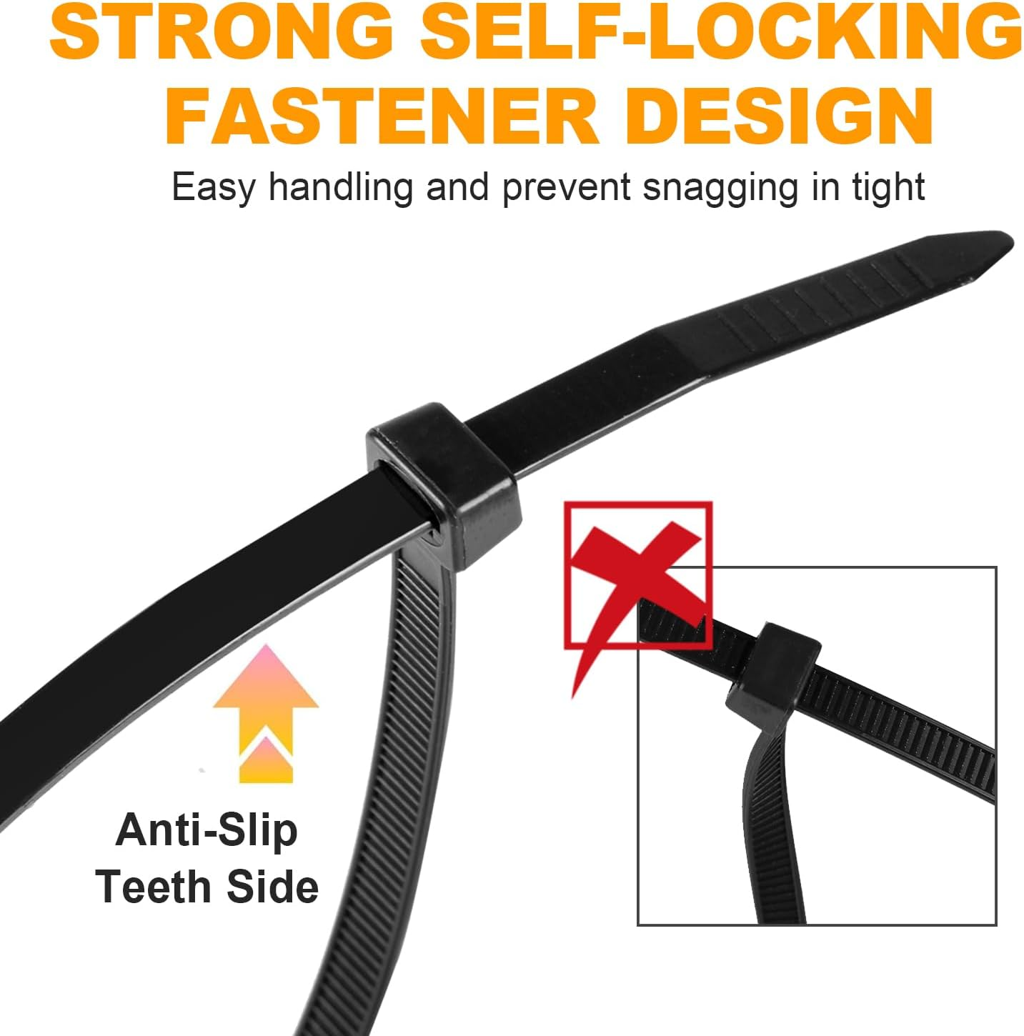 RAZCC 1200Pcs Black Cable Zip Ties 12 Inch, Heavy Duty Plastic Nylon Tie Wraps with 50Lb Tensile Strength for Indoor & Outdoor image number 1