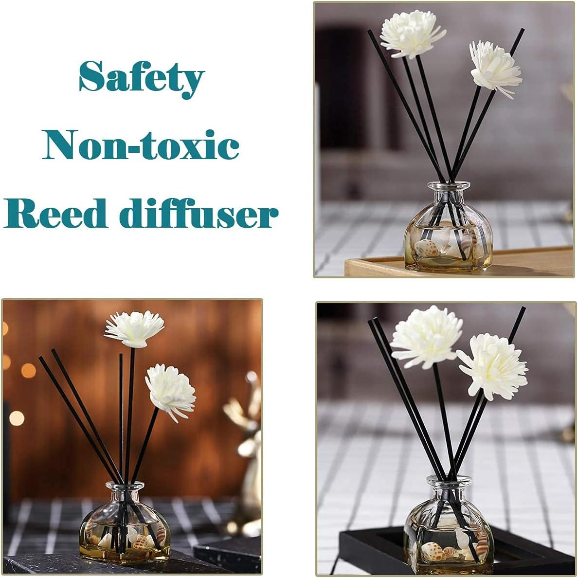 Reed Diffuser Sticks 150Pcs Natural Fibres Essential Reed Sticks Oil Aroma (24 Cm X 3 Mm, Black) image number 1