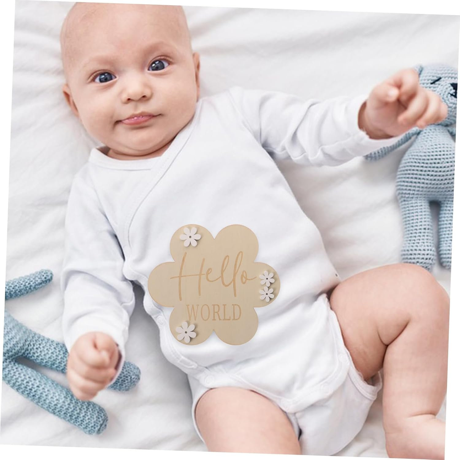 2Pcs Wood Milestone Discs for Newborn Photos Month Cards Birth Announcements Shower Props for Monthly Growth Record image number 2