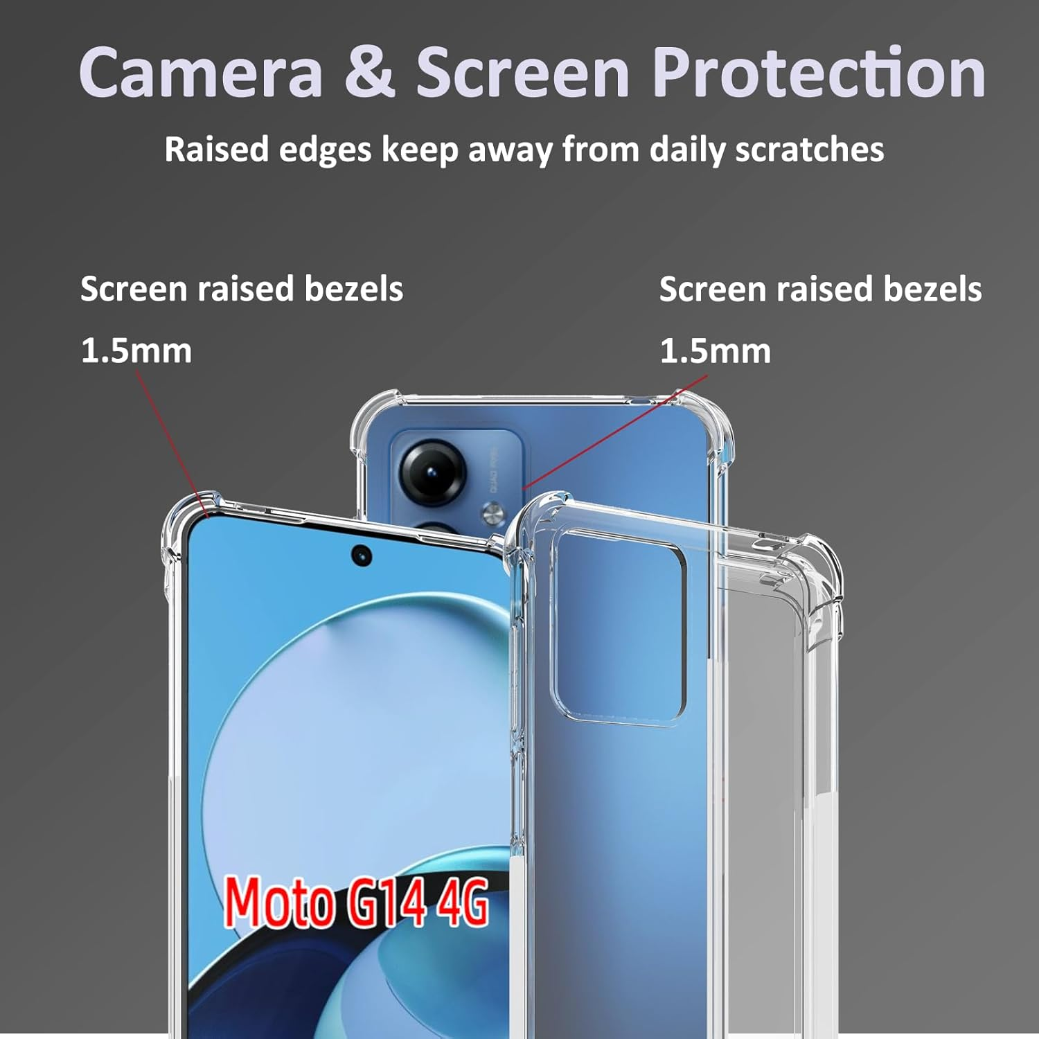 USTIYA for Motorola Moto G14 4G Case Clear TPU Four Corners Cover Transparent Soft image number 4