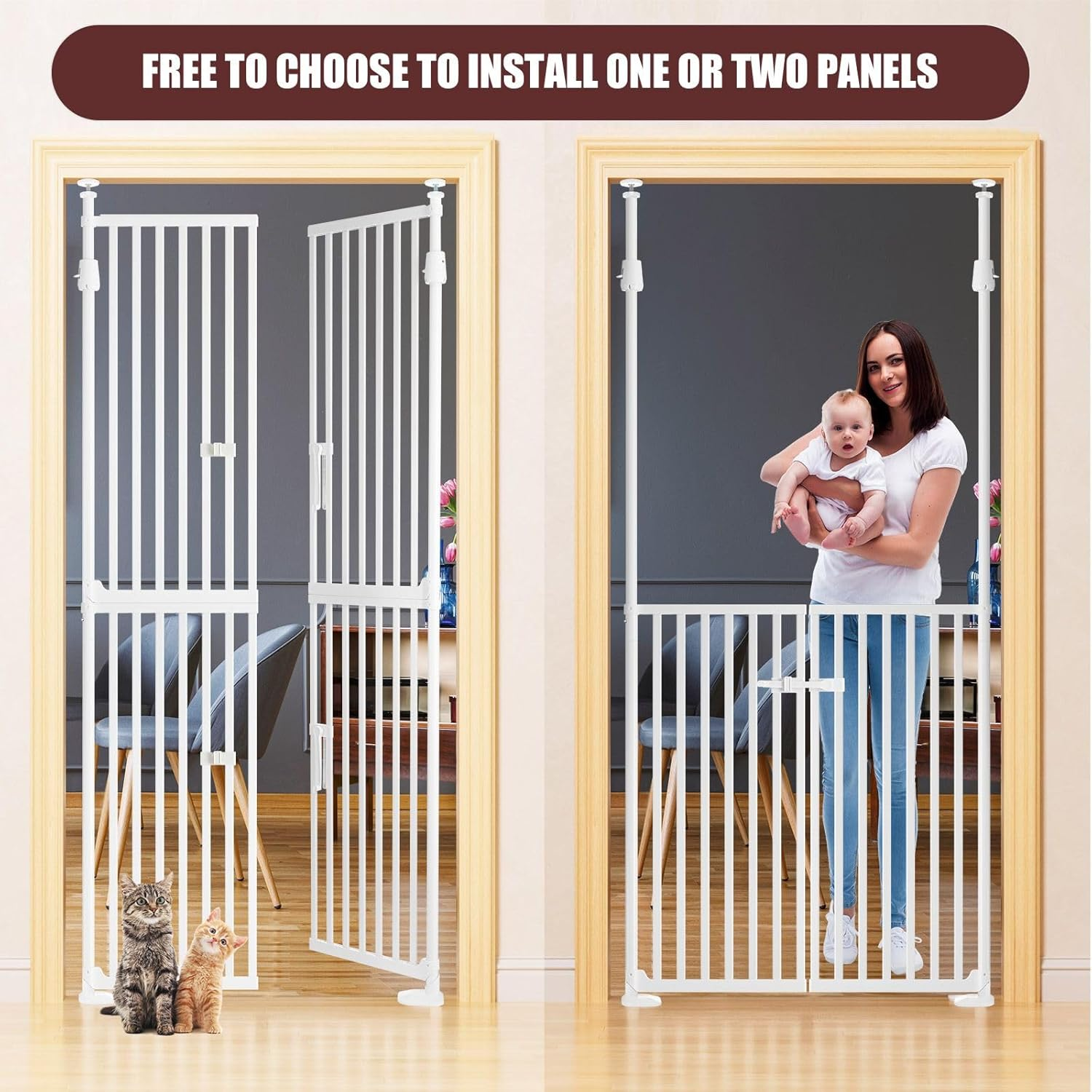 Pet Scene Safety Gate Extra Tall 185CM Height for Pet Dog Cat, Retractable Safety Fence Enclosure Barrier Safe Guard Fencing for Doorway Stairs 190 to 250Cm image number 5