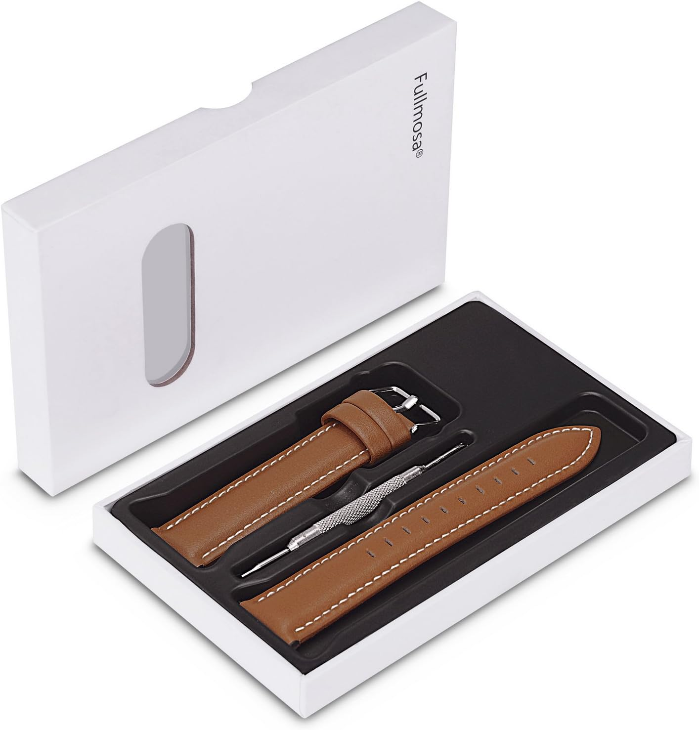 Quick Release Leather Watch Band, Fullmosa Axus Genuine Leather Replacement Watch Strap with Stainless Metal Clasp 14Mm 16Mm 18Mm 20Mm 22Mm 24Mm (Choose the Proper Size) image number 5