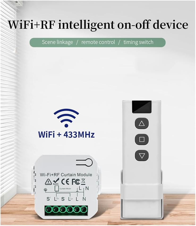 Byttlerom Tuya WIFI Smart Curtain Switch APP Timing Motor Controller Switch 433 Mhz White Remote Control Electric Roller Blind image number 1