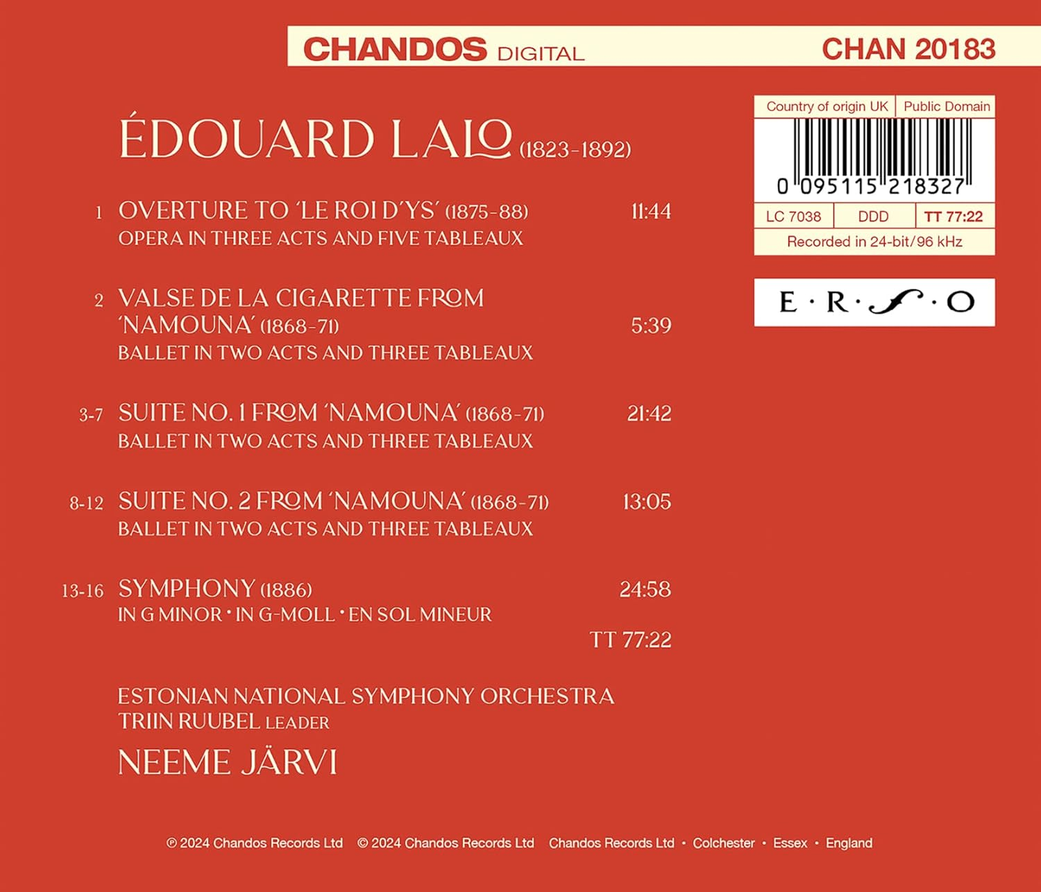 Lalo: Symphony in G Minor; Orchestral Works