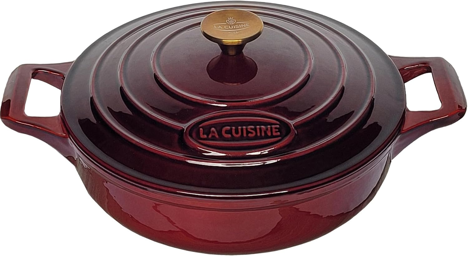 La Cuisine 26Cm Enameled Cast Iron Covered Dutch Oven, Casserole, Pot, French Oven, 5-Quart (QT) - Matte Black Enamel Coating Finish Interior, Teal Porcelain Enamel Exterior Oven Safe image number 7