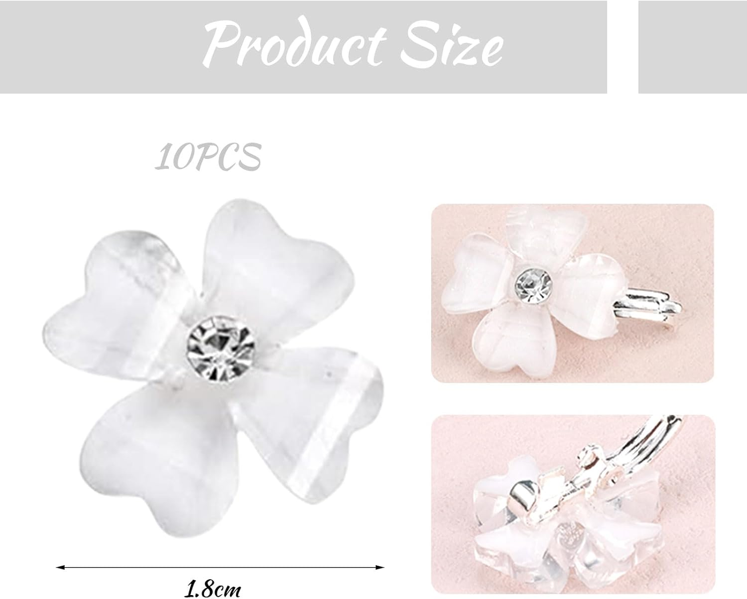 Mezrkuwr 10Pcs Mini White Flower Rhinestone Hair Clips Small Decorative Hair Clips Wedding Hair Clips Bridal Hair Accessories