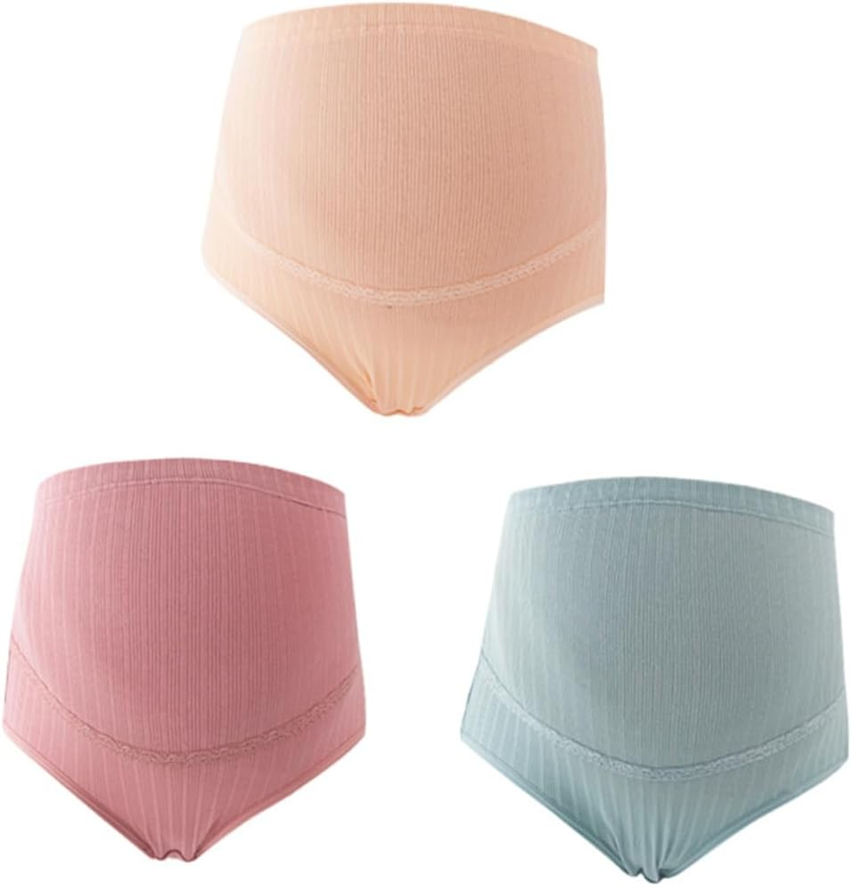 3Pcs High Waist Maternity Panties Cotton Women Underwear for Pregnant Seamless Pregnancy XL Skin Blackish image number 5