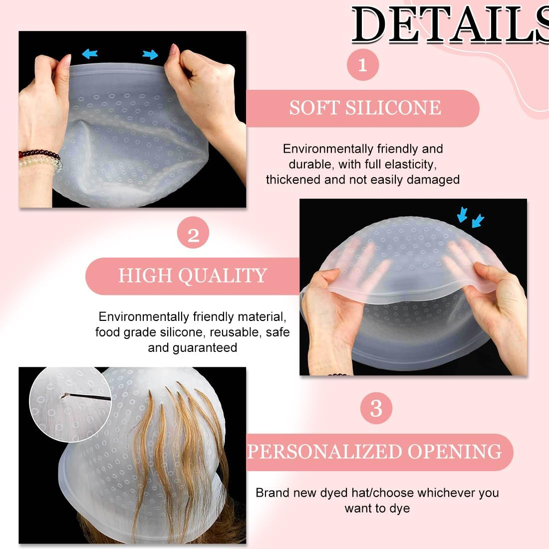 MIRKUZI Coloring Accessories 1 Piece Silicone Highlight Cap with Crochet Highlight Cap Reusable Salon Hair Cap Highlight Cap Salon Hair Dye Cap for Women and Girls for Hair Dyeing image number 1