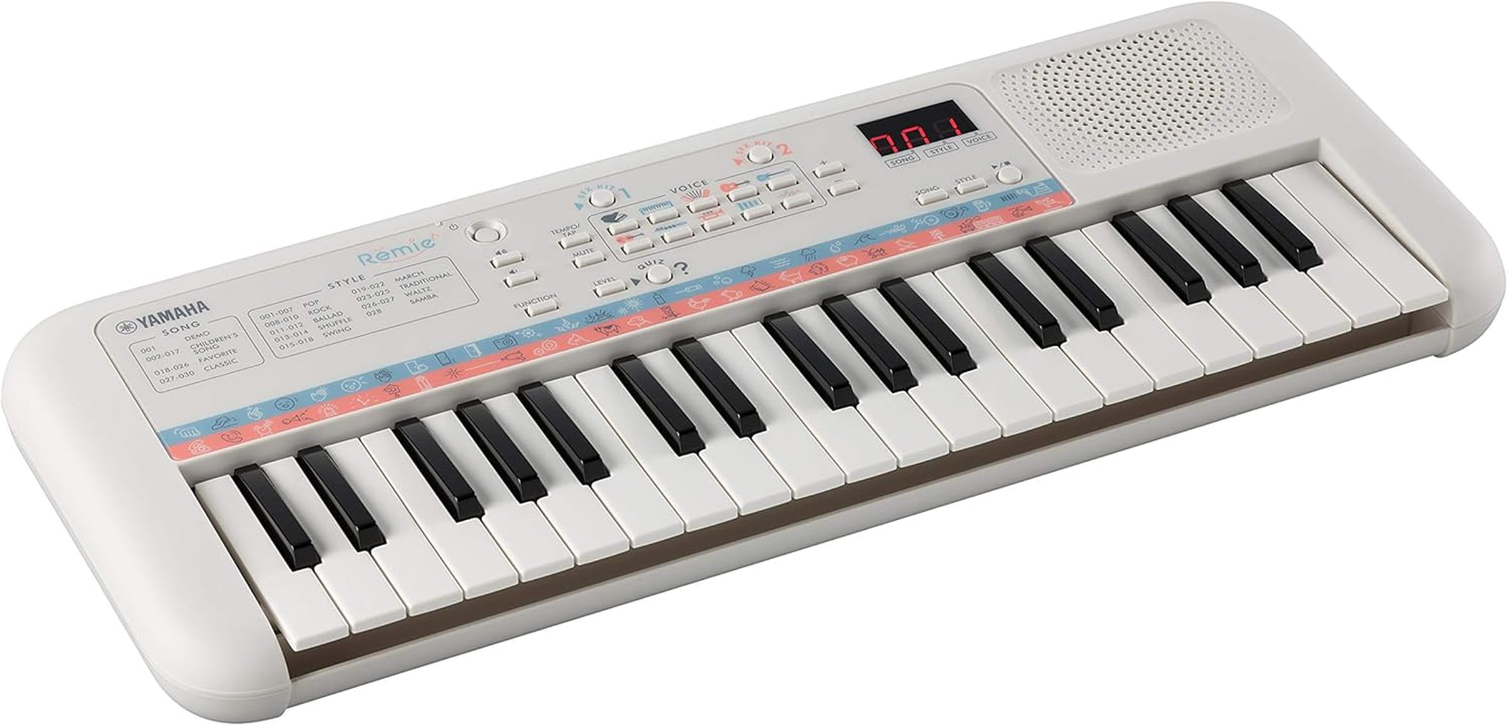 Yamaha Remie PSS-E30 - Portable and Lightweight Keyboard for Young Children, 47 Built-In Voices, 74 Sound Effects and a Quiz Mode, Fun Learning Instrument, in White - Black image number 6