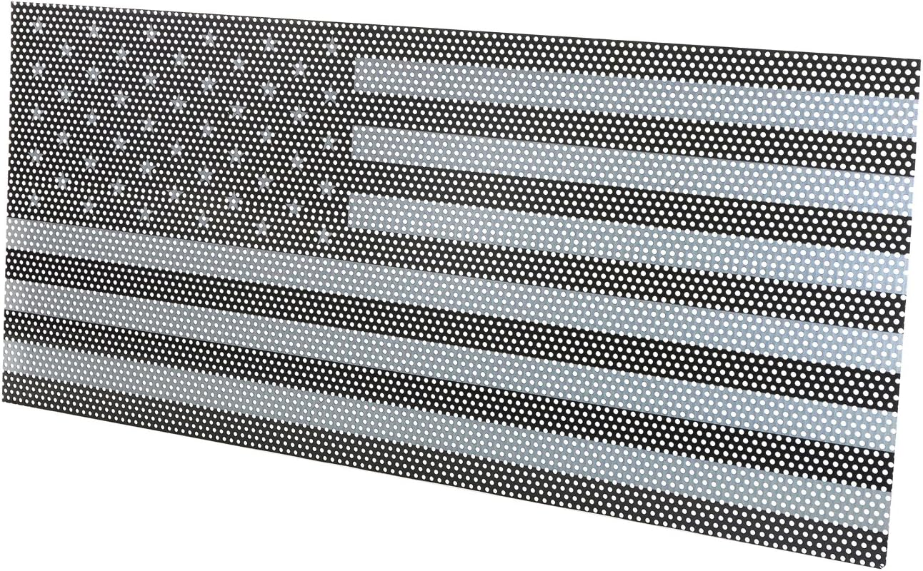 American Flag Front Grille Grid Mesh Screen Steel Screen Insert Fits for 2007-2018 Jeep Wrangler JK& JKU Unlimited (Classic Light Black & White)