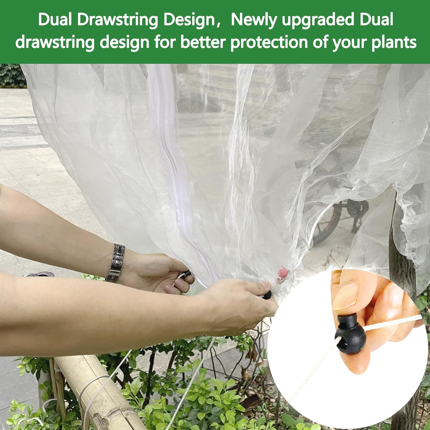 Garden Mesh Netting with Drawstring and Zipper-Plants Cover Protection from anti Birds,Insects-Pest Barrier Bag for Blueberry Bushes,Citrus,Tomatoes,Vegetables,Fruit Tree ﻿ (290 * 305Cm 2 Pack) image number 1