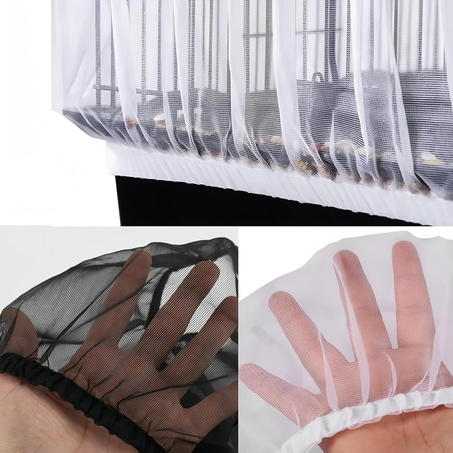 2 Pcs Bird Cage Guard Nylon Net Seed Catcher, Bird Cage Cover Mesh Netting, Birdcage Dust Guard Splash Proof Cloth, Extensible for All Kinds of Cages with a Circumference of 90 Cm to 200 Cm image number 1