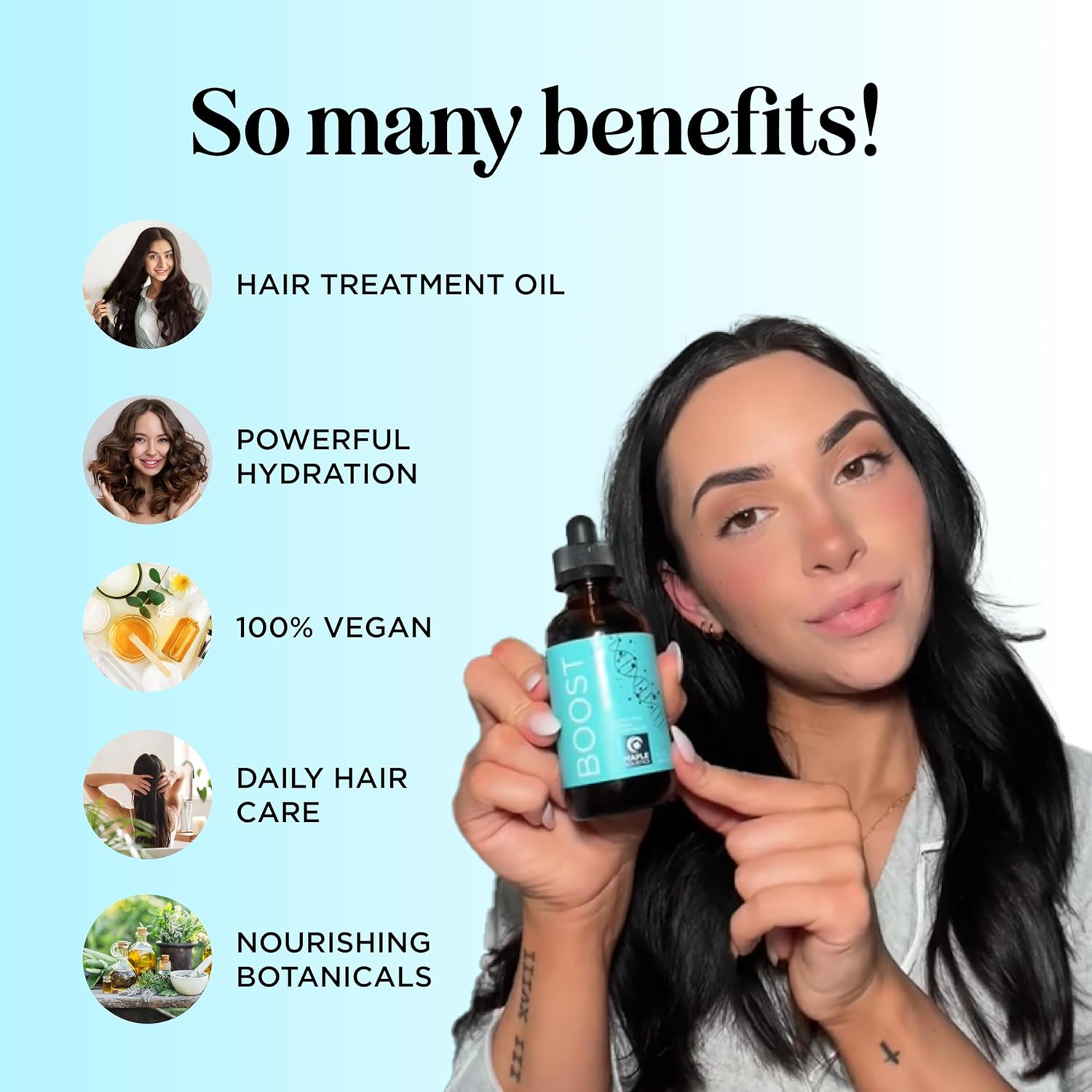 Hair Growth Oil for Dry Damaged Hair - Thickening Rosemary Formula for Women and Men - Vegan Scalp Treatment for Frizzy Thin and Weak Hair with Jamaican Black Castor Oil