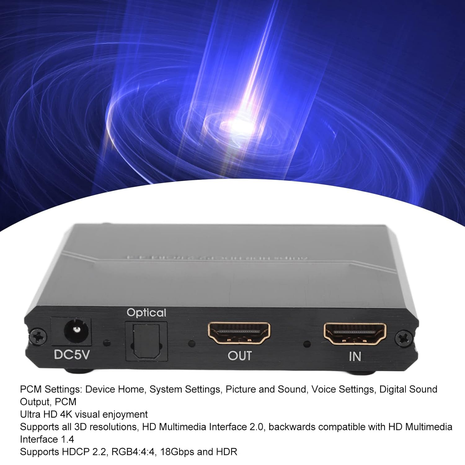 Audio Extractor 4K 60Hz, HD Multimedia Interface Audio Splitter with Volume Control, Sound Extractor for DVD Player, Network Player, Set Top Box, for PS2, for PS3, for PC Laptop image number 2