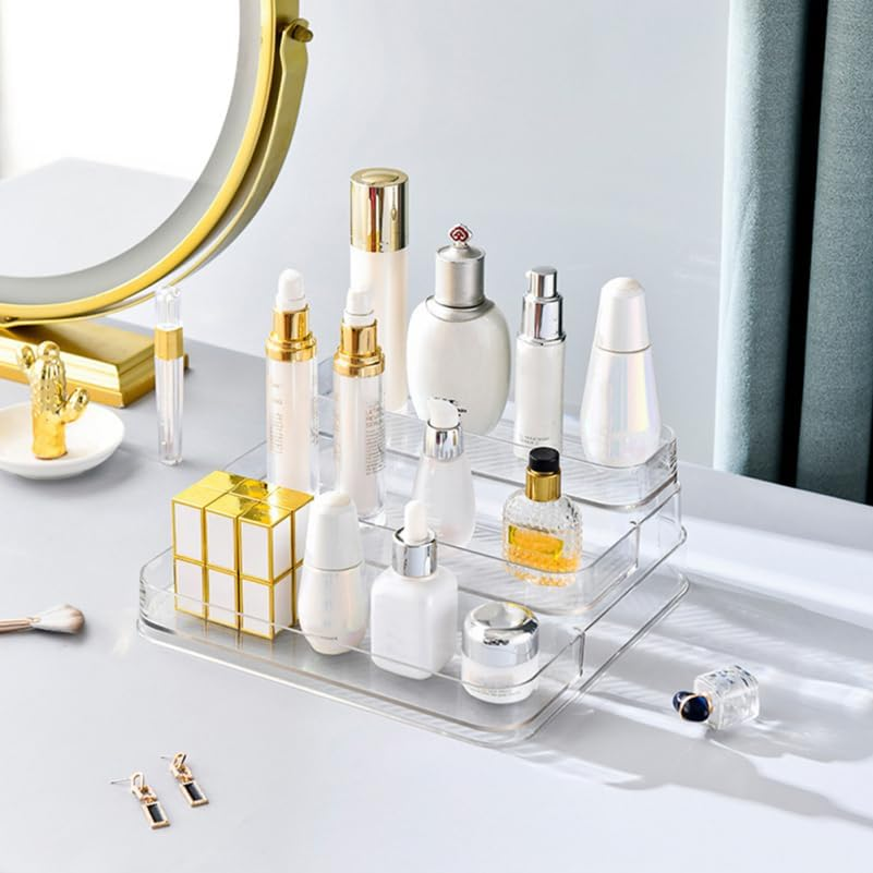 Ipetboom Multi Transparent Kitchen Storage Rack Tiered Spice Organizer Shelf for Condiment Jars Space Saving Home and Bathroom Sundries Holder Practical Display Stand for Household Items image number 5